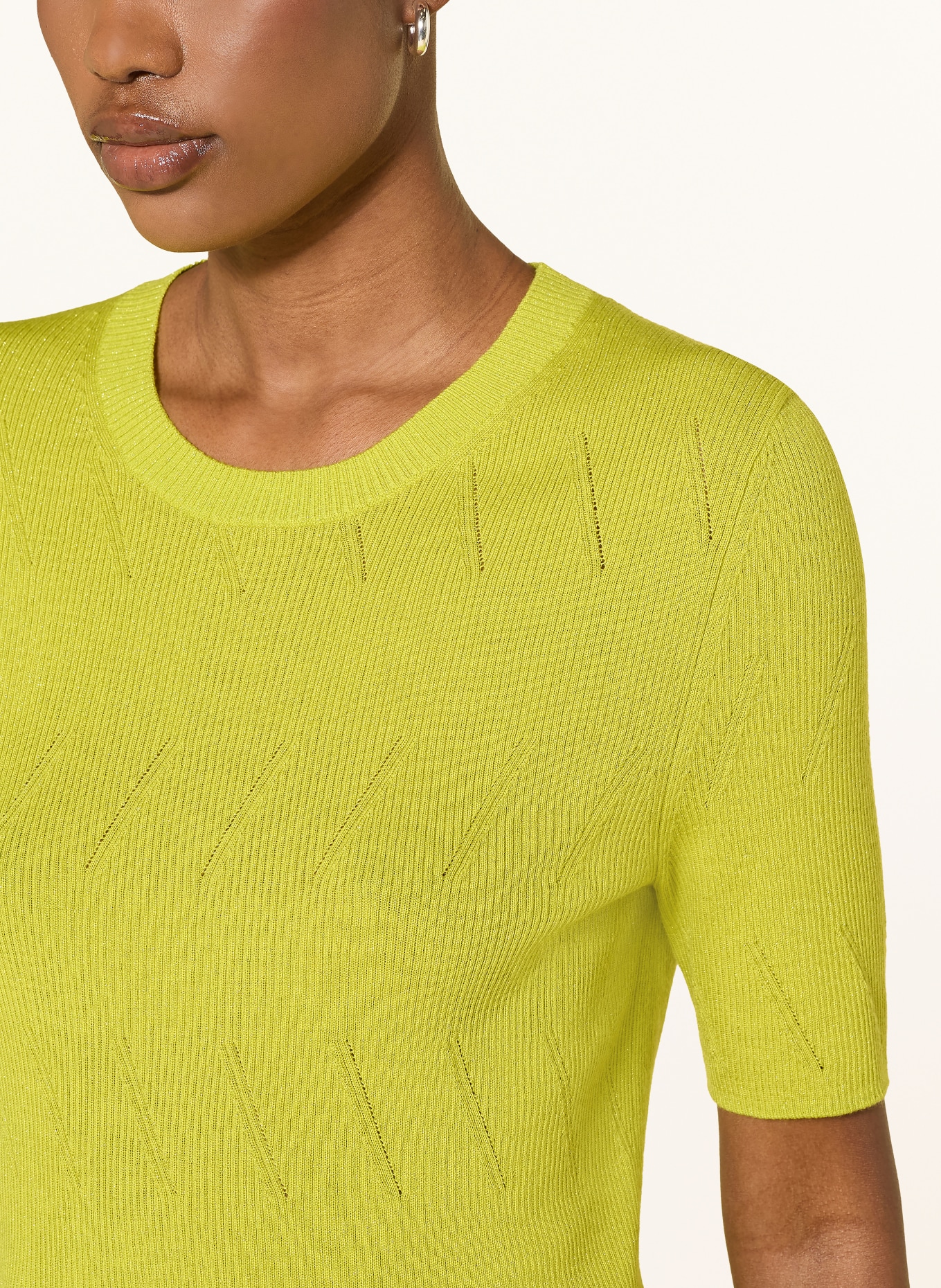 MARC CAIN Knit shirt with glitter yarn: 513 apple green new