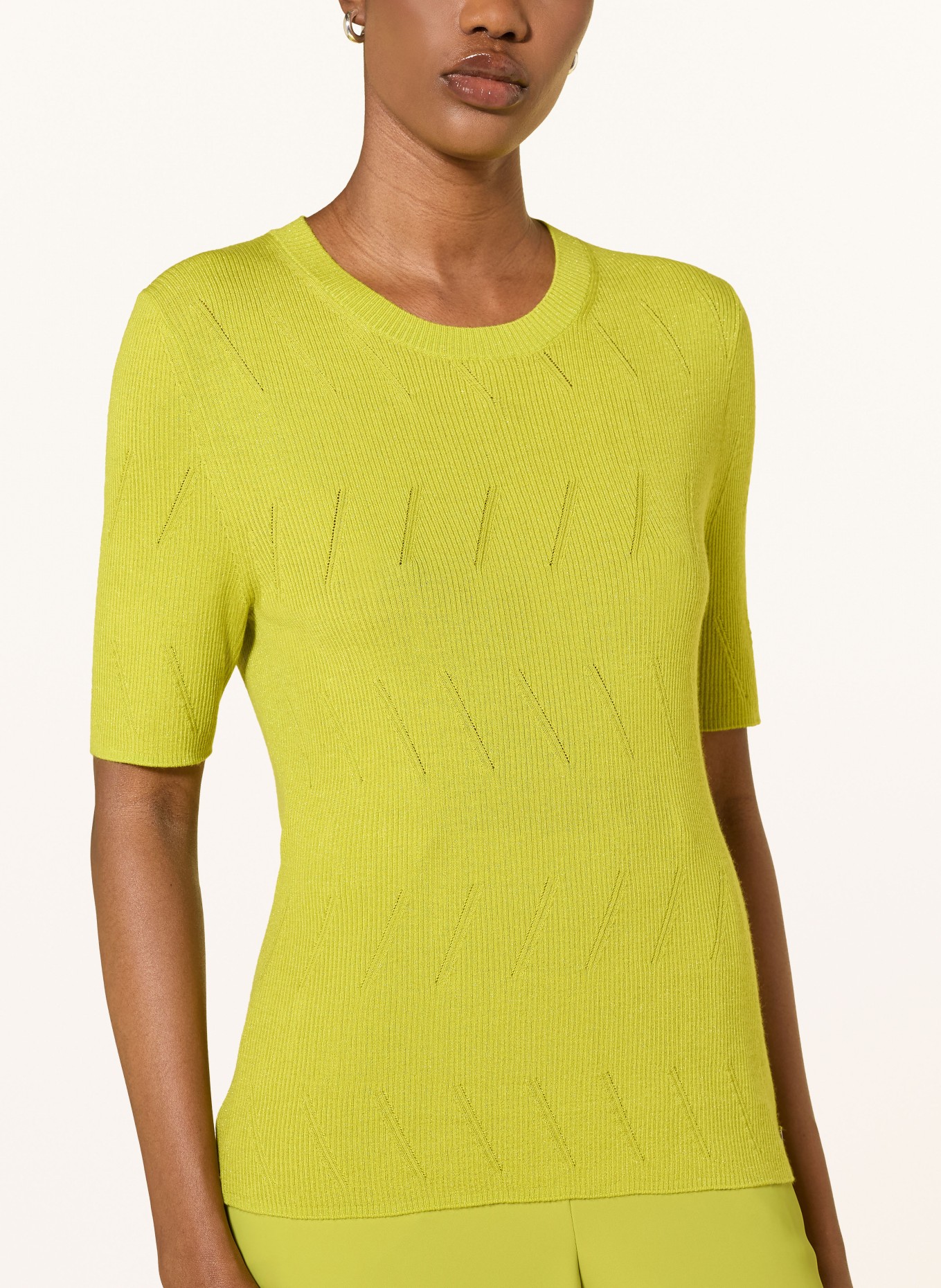 MARC CAIN Knit shirt with glitter yarn: 513 apple green new