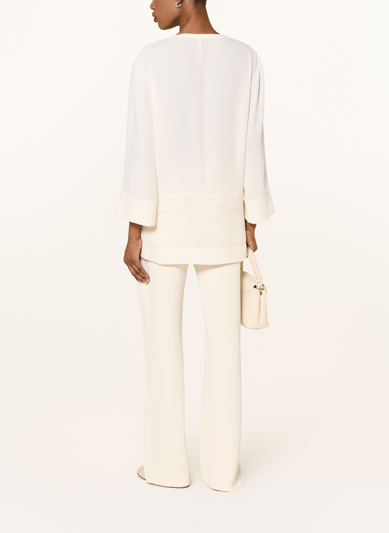 MARC CAIN Oversized blouse shirt with 3/4 sleeves: 112 bright ecru