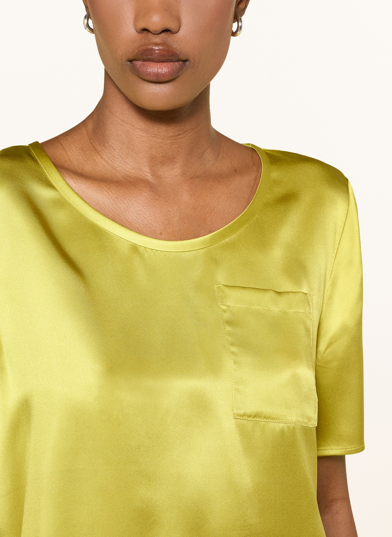 MARC CAIN Blusenshirt im Materialmix mit Seide: 513 apple green new