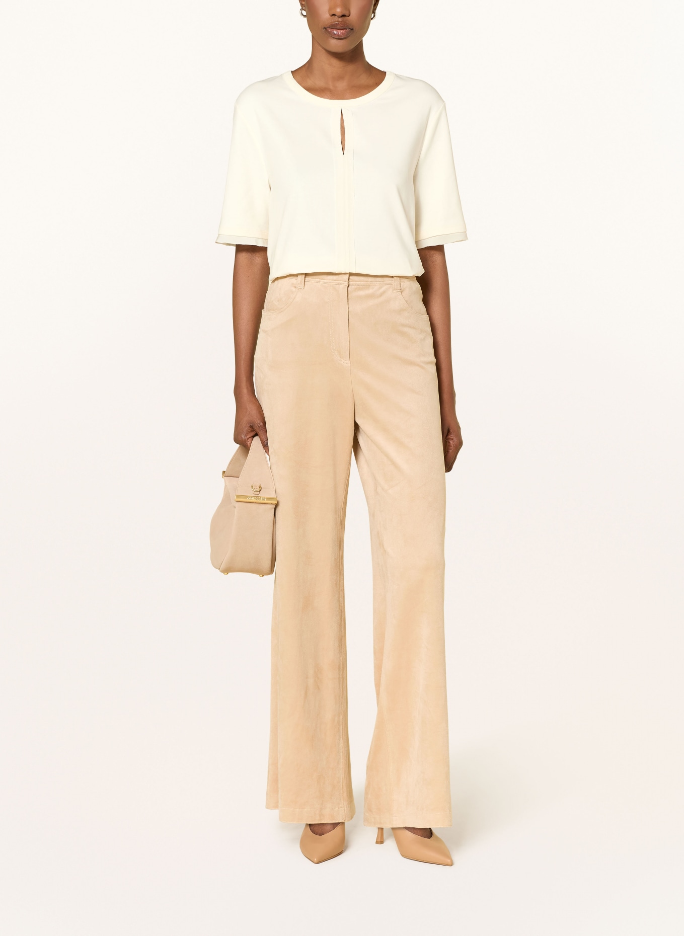 MARC CAIN T-Shirt mit Cut-out: 112 bright ecru