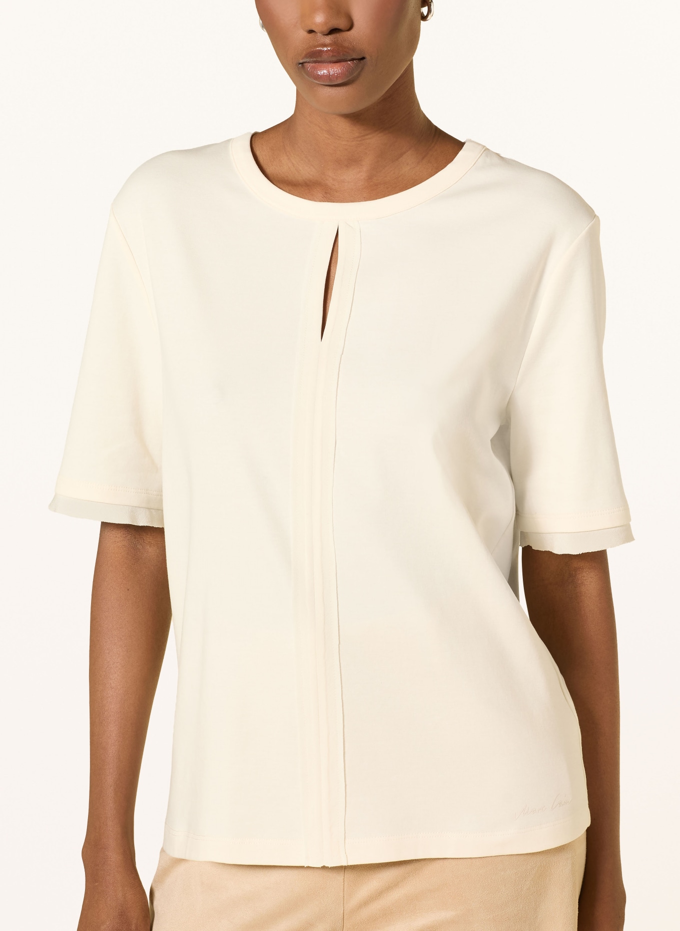 MARC CAIN T-Shirt mit Cut-out: 112 bright ecru