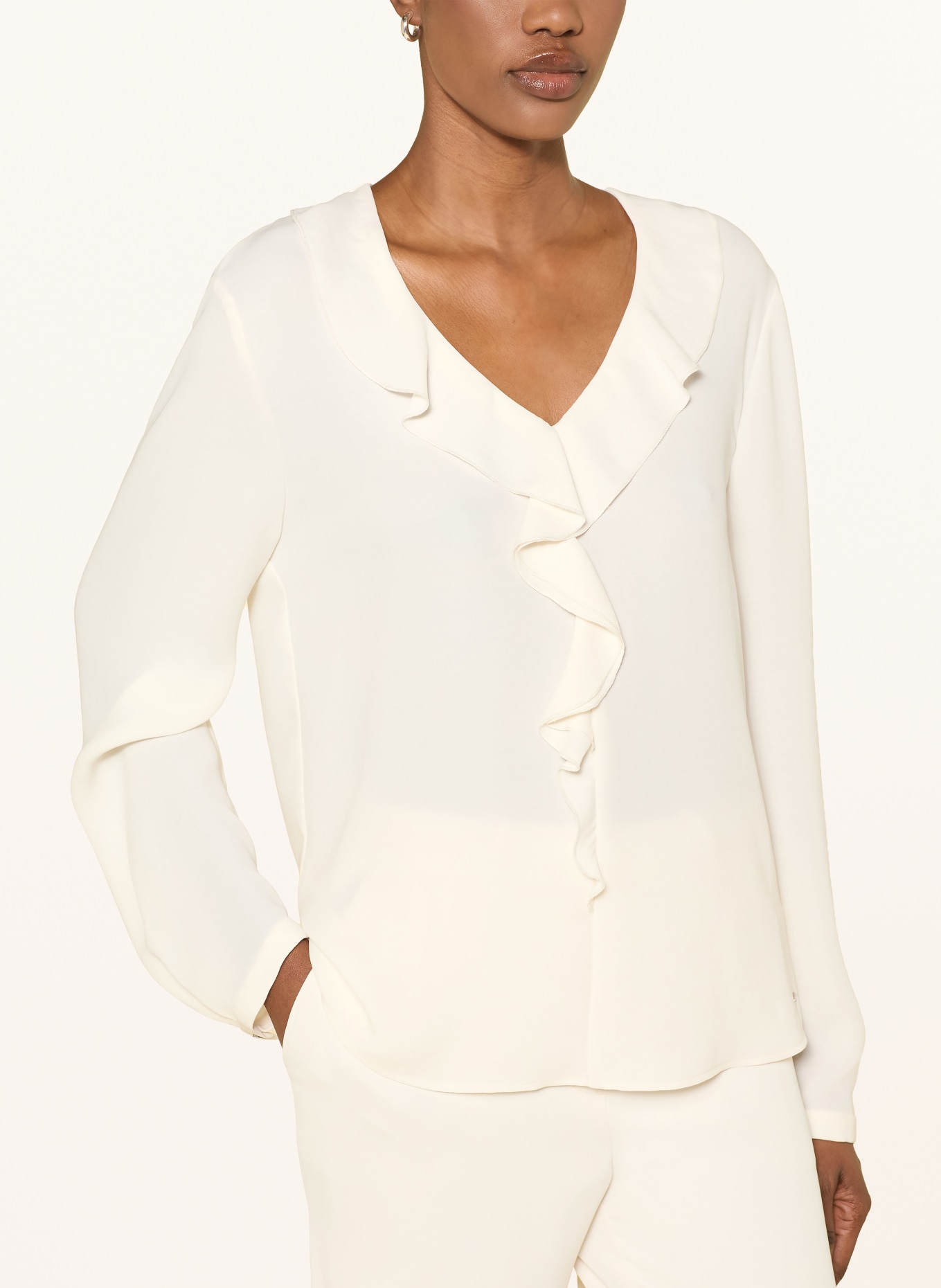 MARC CAIN Blusenshirt mit Volants: 112 bright ecru