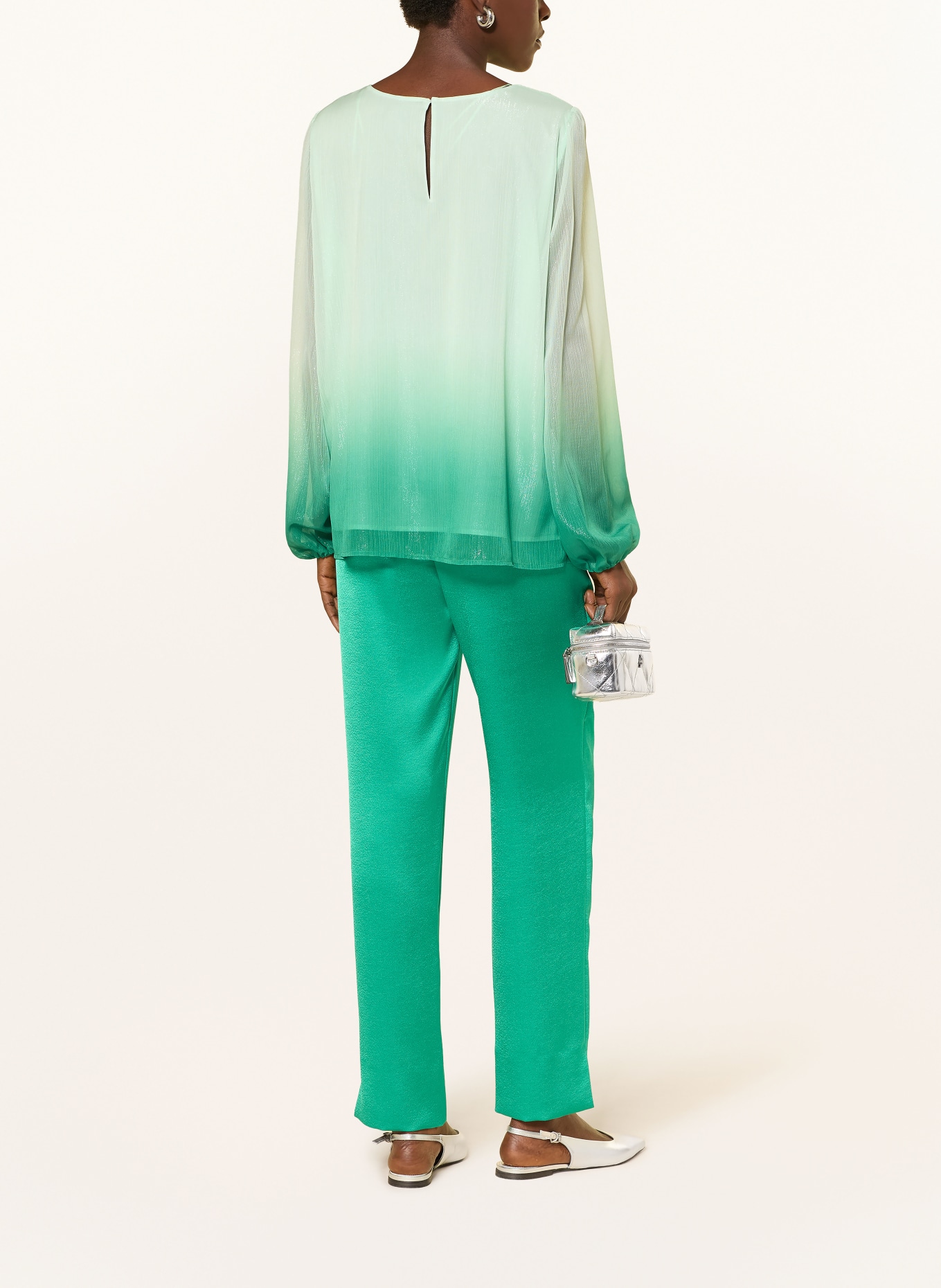 MARC CAIN Blouse shirt with glitter thread: 502 misty jade