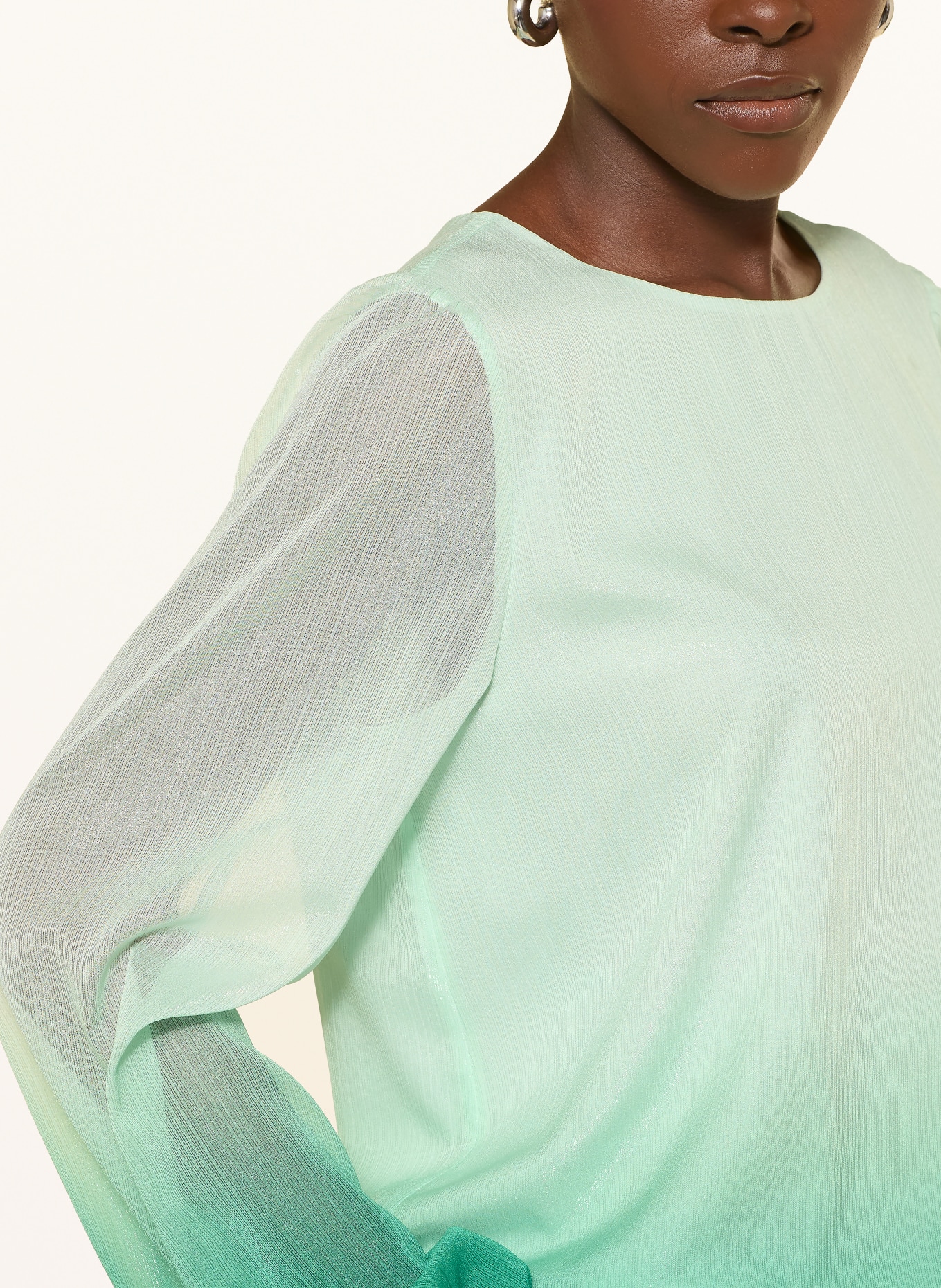 MARC CAIN Blouse shirt with glitter thread: 502 misty jade