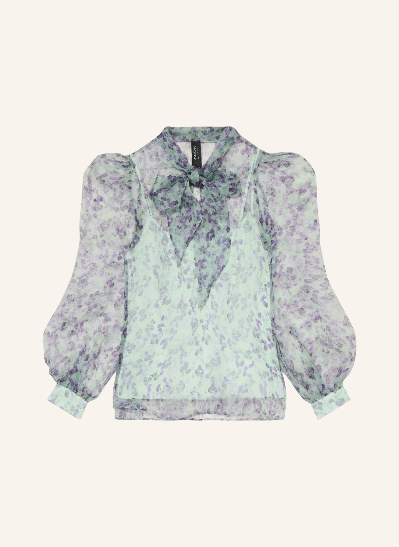MARC CAIN Schluppenbluse aus Seide: 502 misty jade