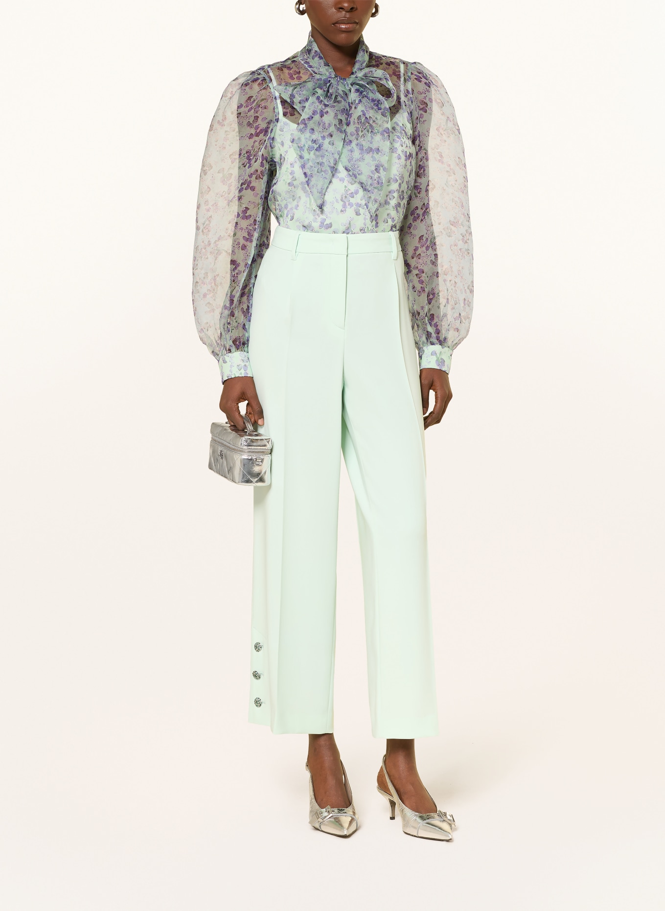 MARC CAIN Schluppenbluse aus Seide: 502 misty jade