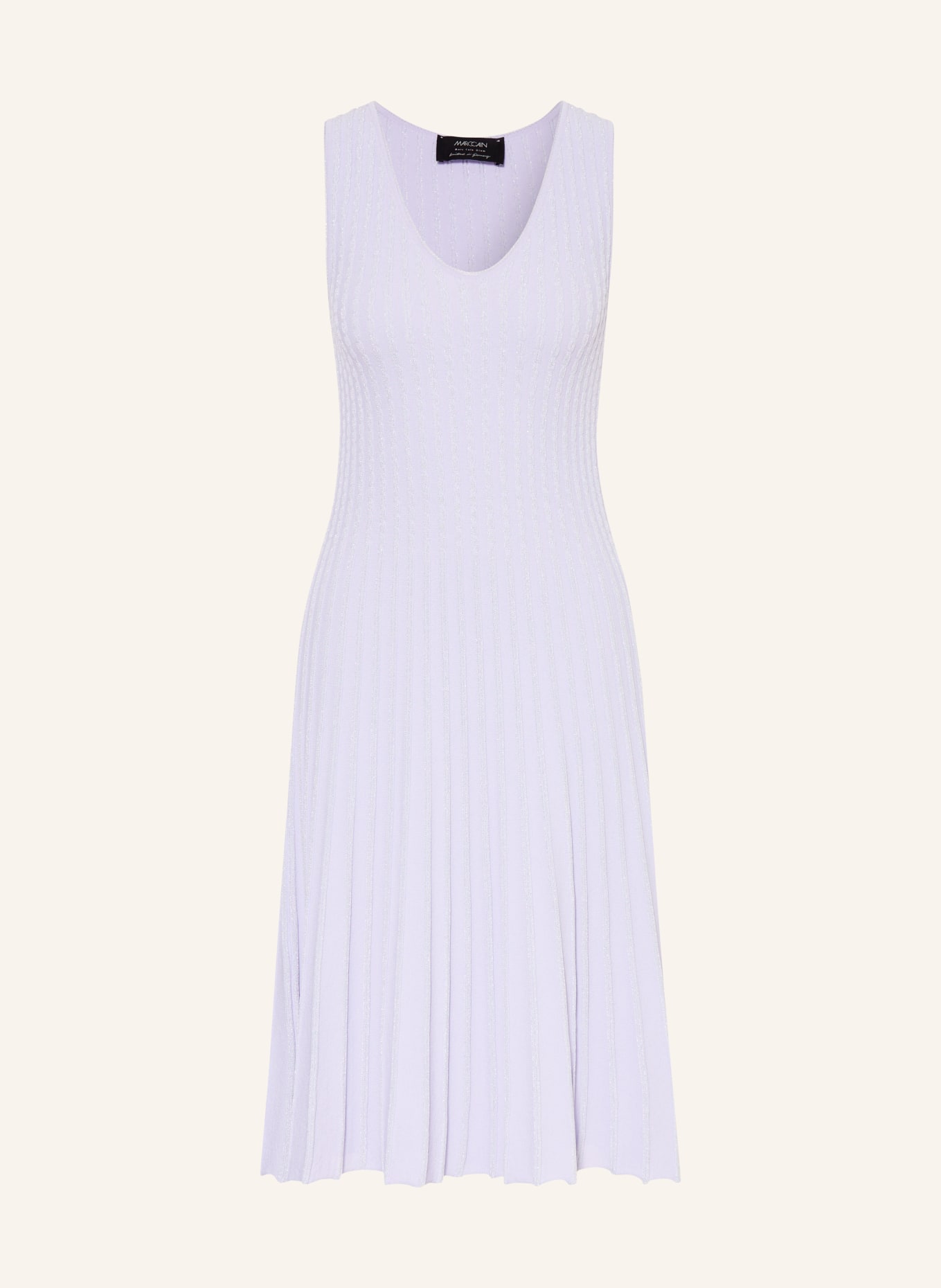 MARC CAIN Strickkleid mit Plissees und Glitzegarn: 715 purple heather
