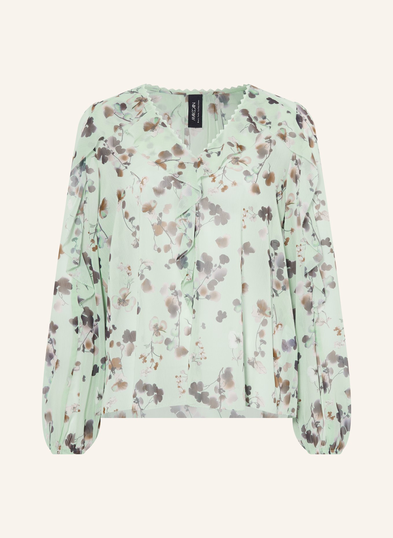 MARC CAIN Blusenshirt mit Volants: 505 silt green