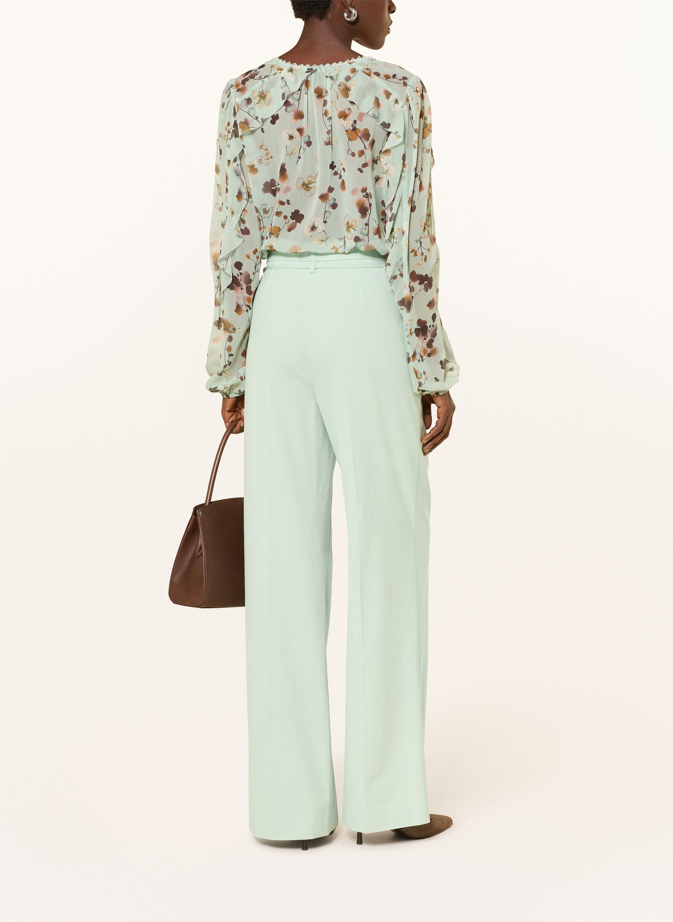 MARC CAIN Blusenshirt mit Volants: 505 silt green