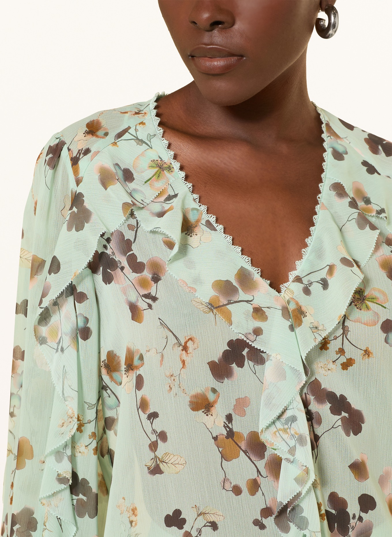 MARC CAIN Blusenshirt mit Volants: 505 silt green