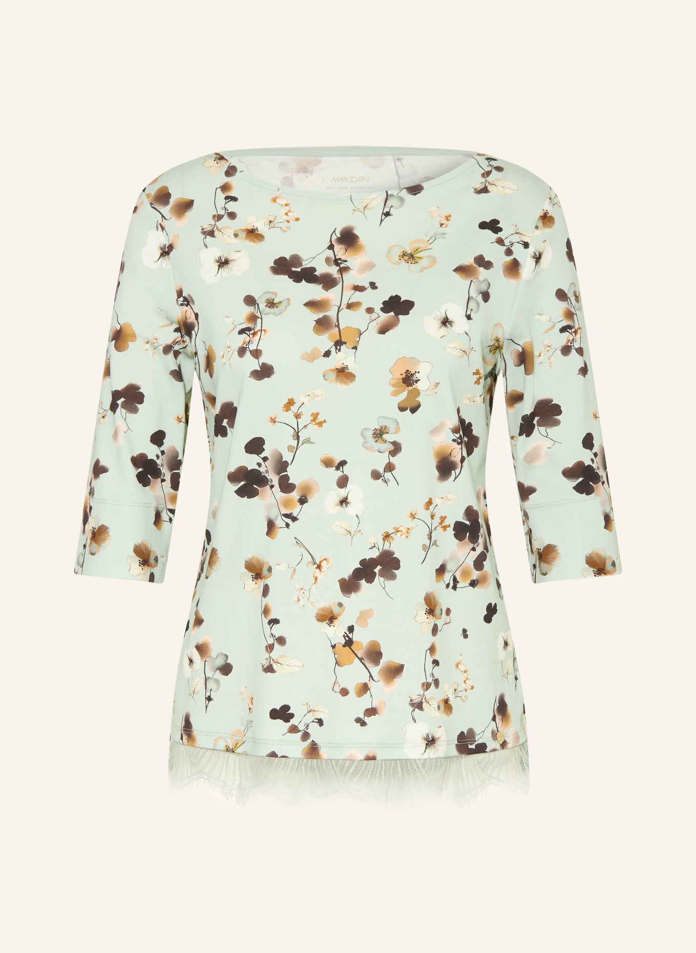 MARC CAIN Shirt with 3/4 sleeves and lace: 505 silt green