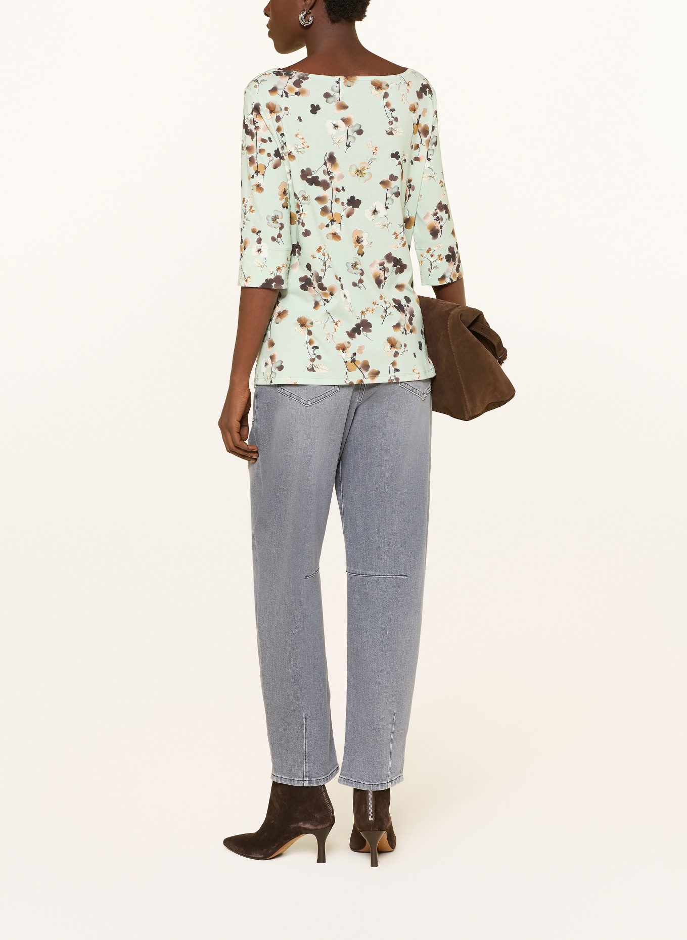 MARC CAIN Shirt with 3/4 sleeves and lace: 505 silt green
