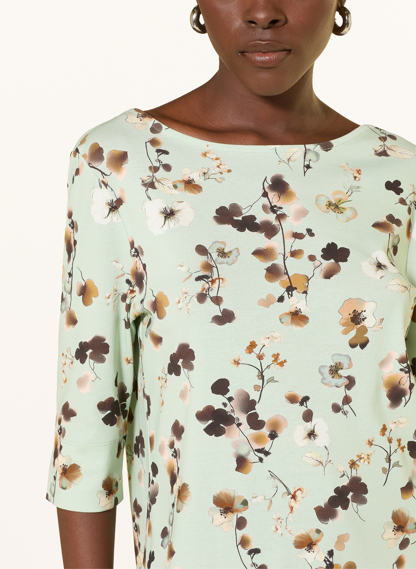 MARC CAIN Shirt with 3/4 sleeves and lace: 505 silt green
