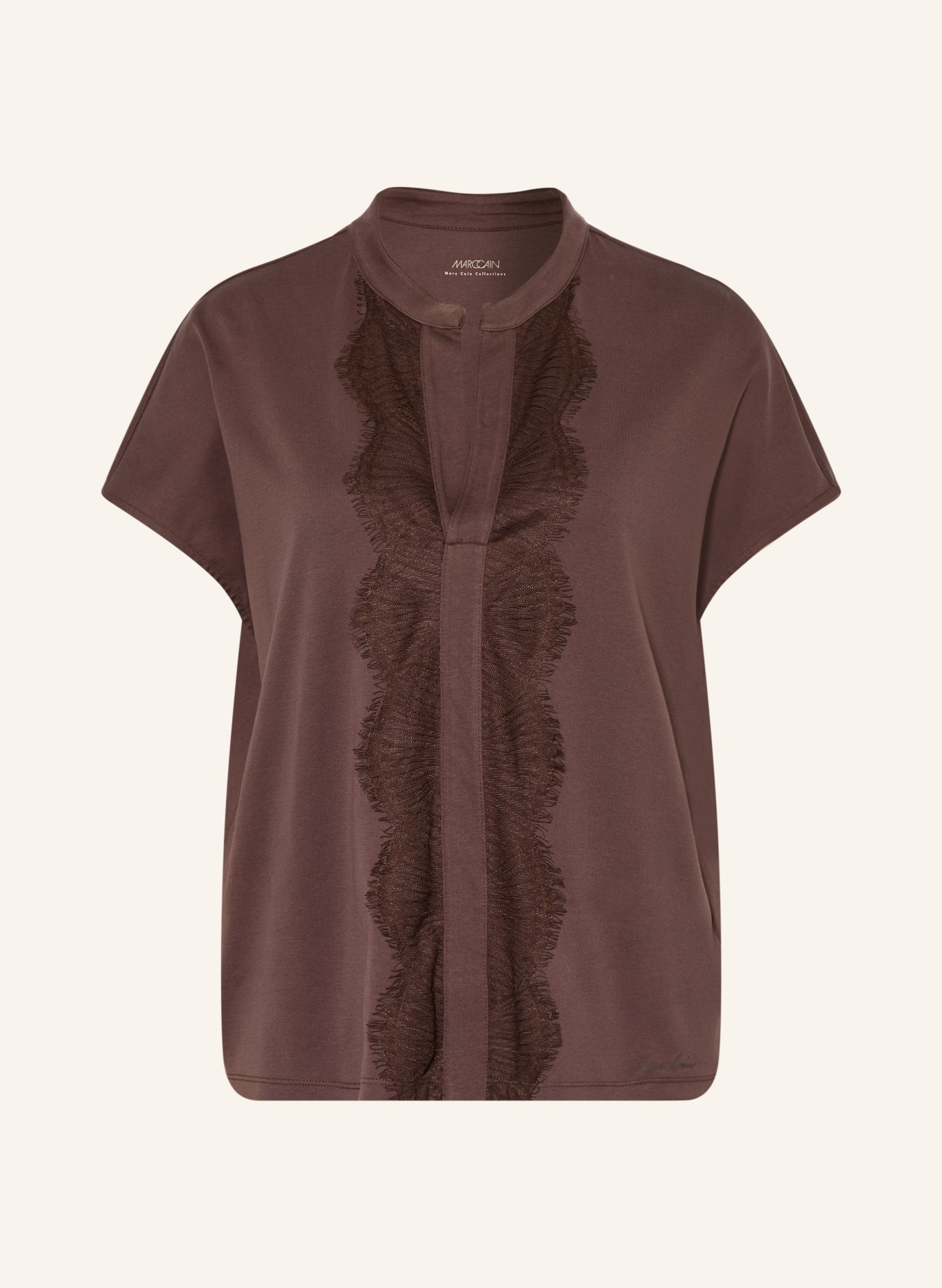 MARC CAIN Tricou cu dantelă: 697 seal brown