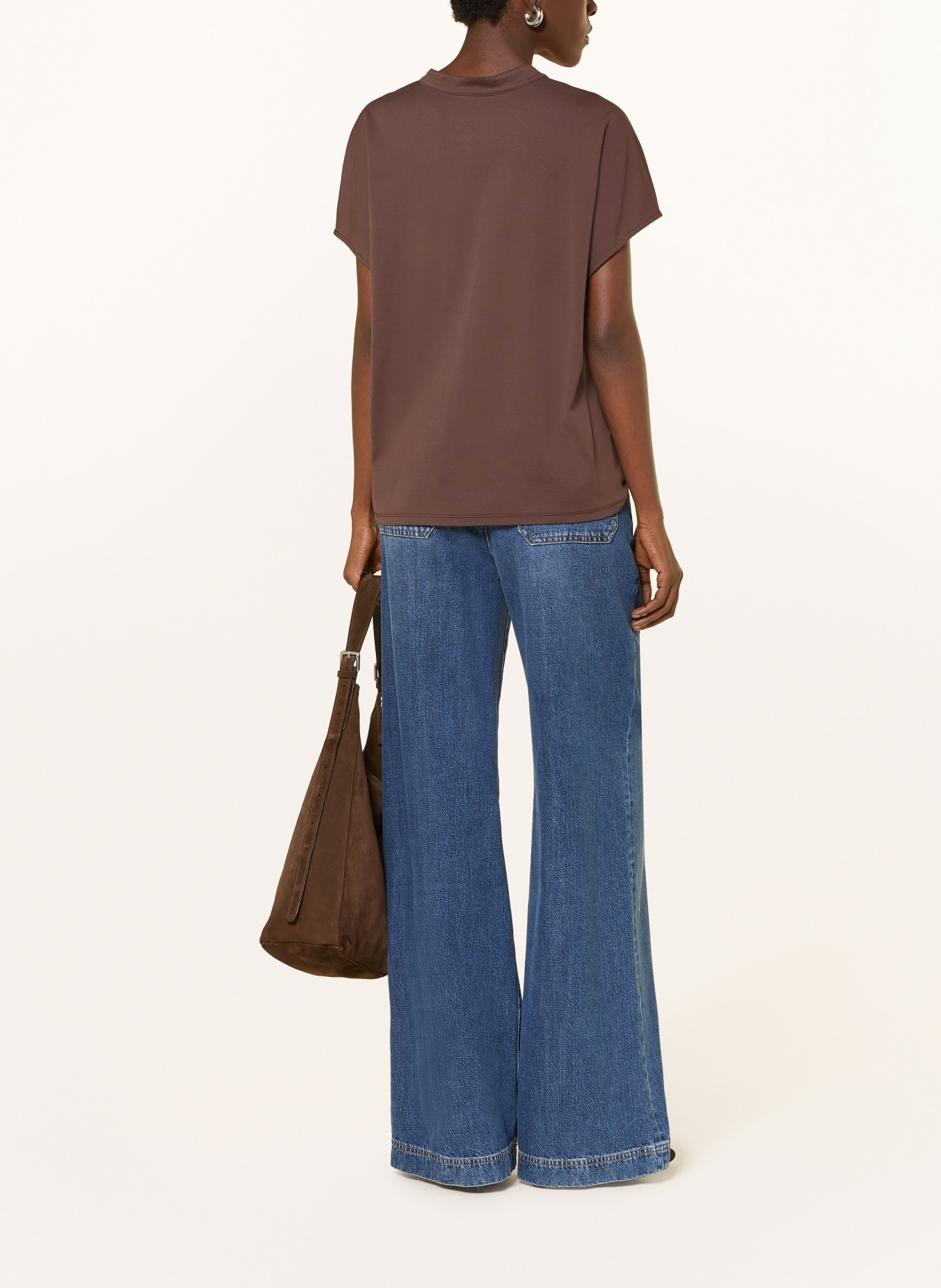 MARC CAIN Tricou cu dantelă: 697 seal brown