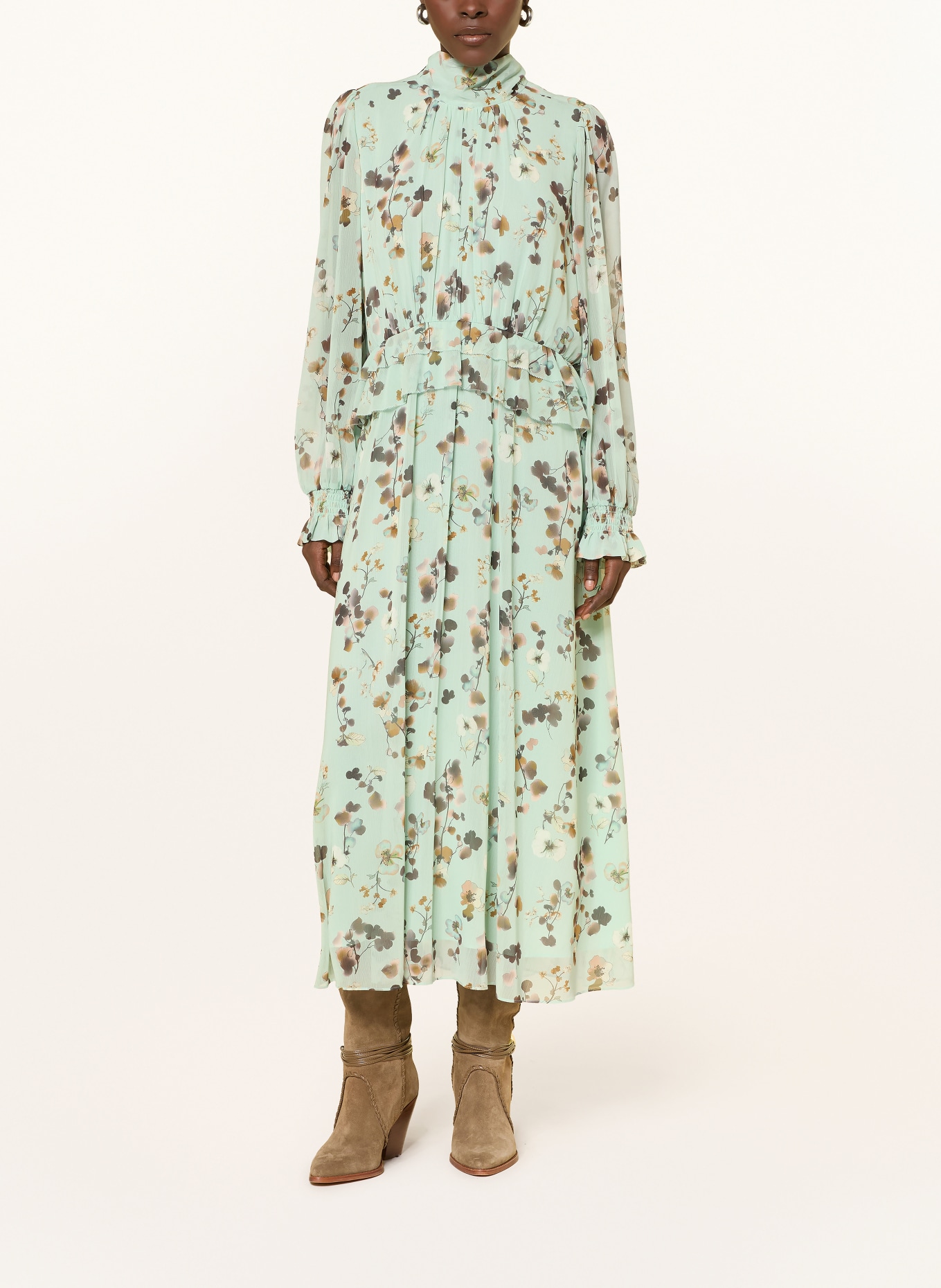 MARC CAIN Kleid mit Rüschen: 505 silt green