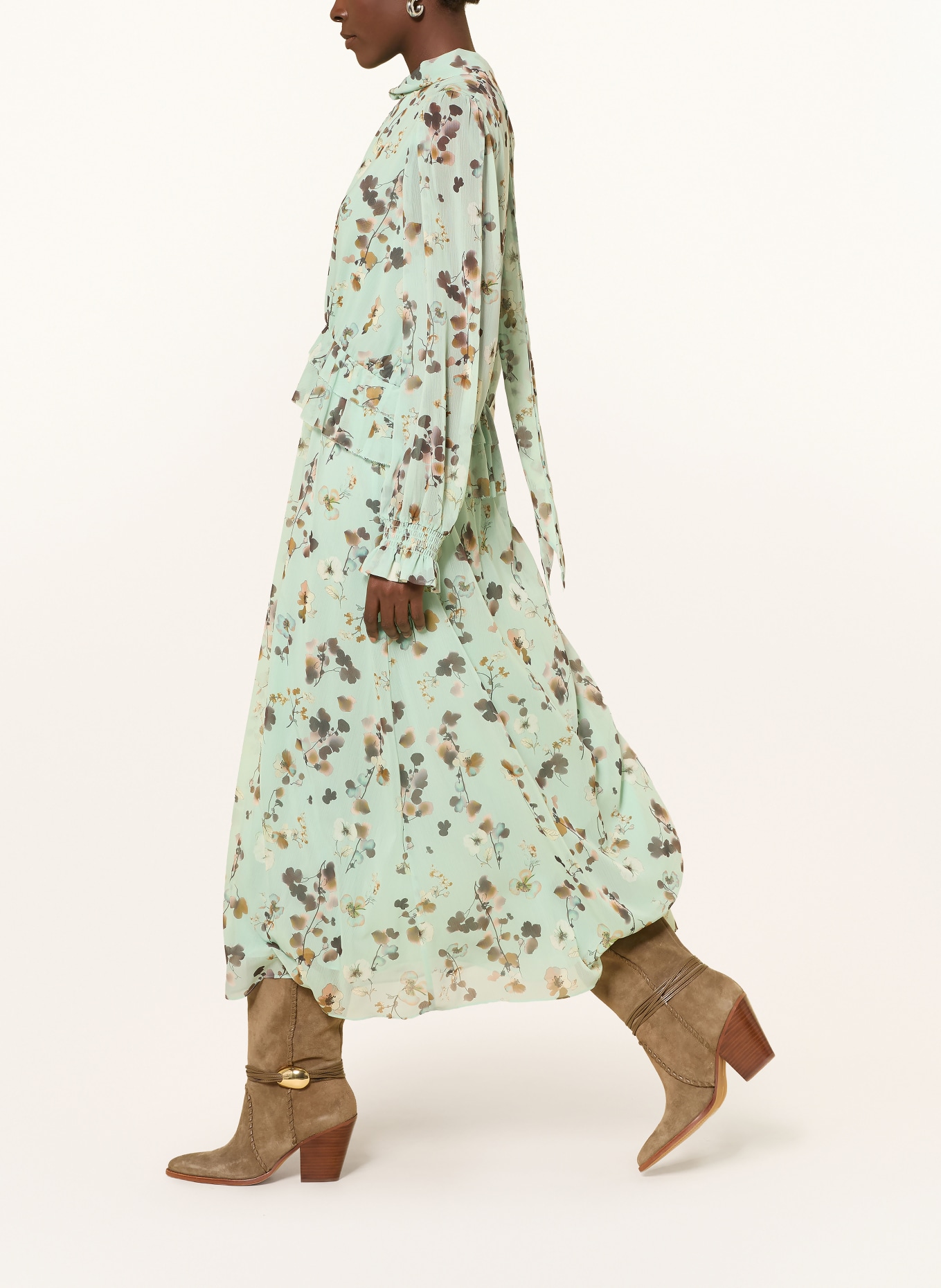 MARC CAIN Kleid mit Rüschen: 505 silt green
