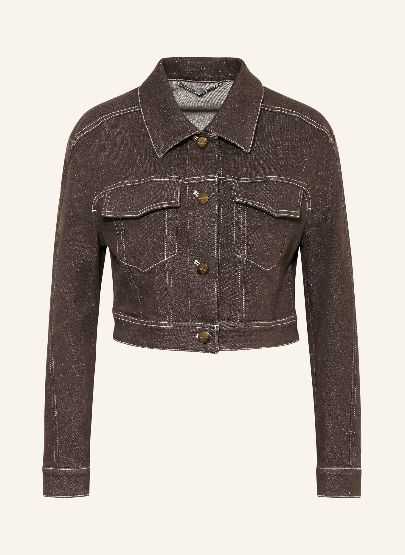 MARC CAIN Jeansjacke mit Glitzergarn: 697 seal brown