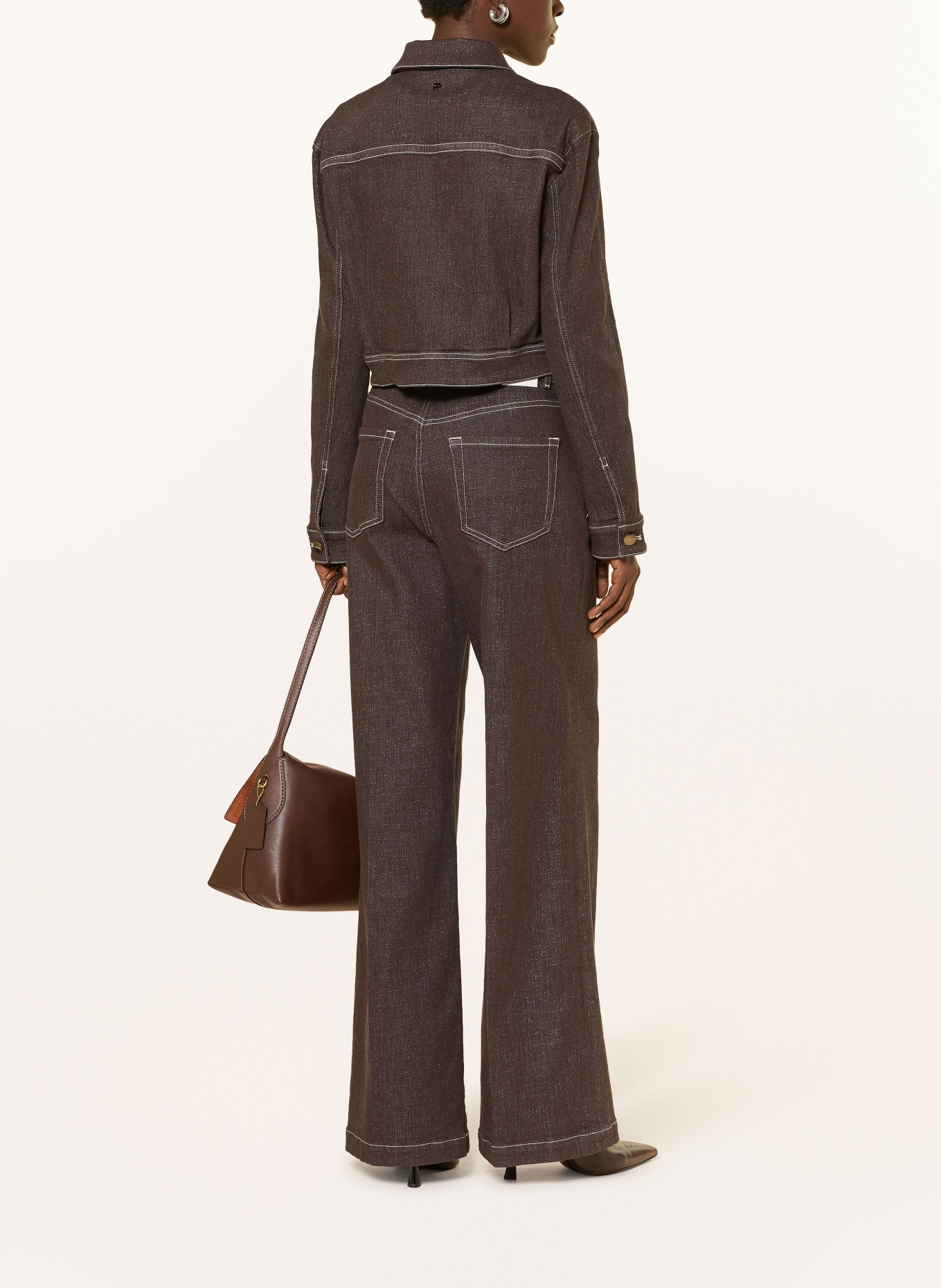 MARC CAIN Jeansjacke mit Glitzergarn: 697 seal brown