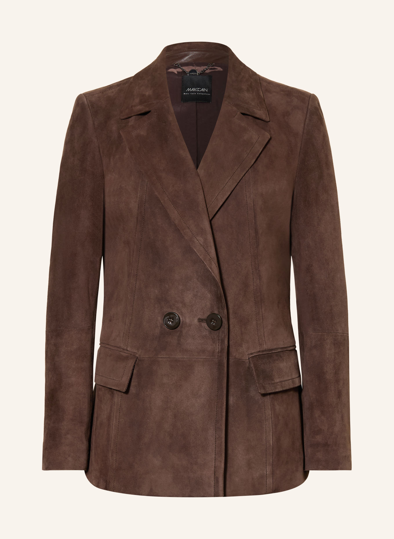 MARC CAIN Leren blazer: 697 seal brown