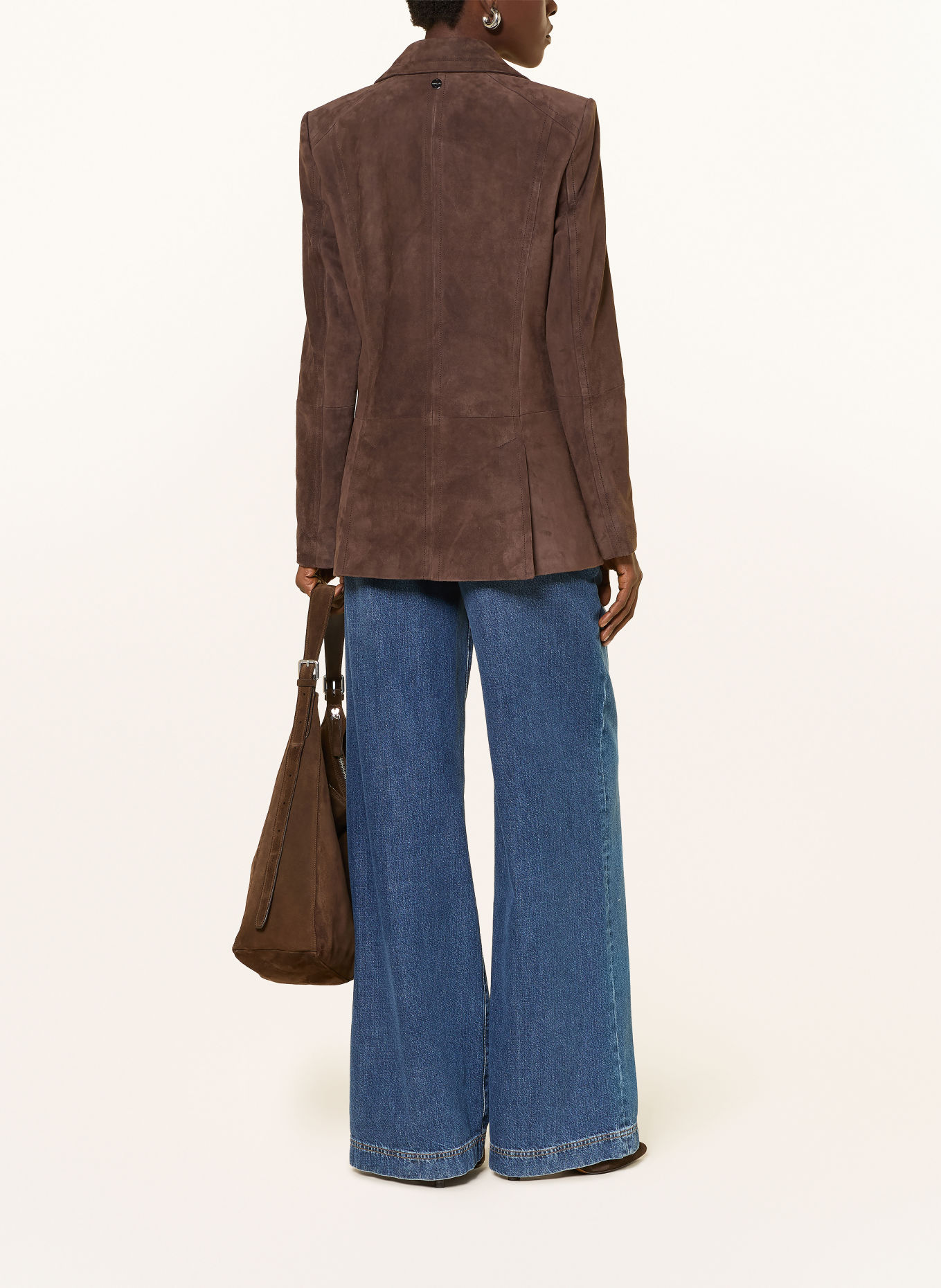 MARC CAIN Leren blazer: 697 seal brown
