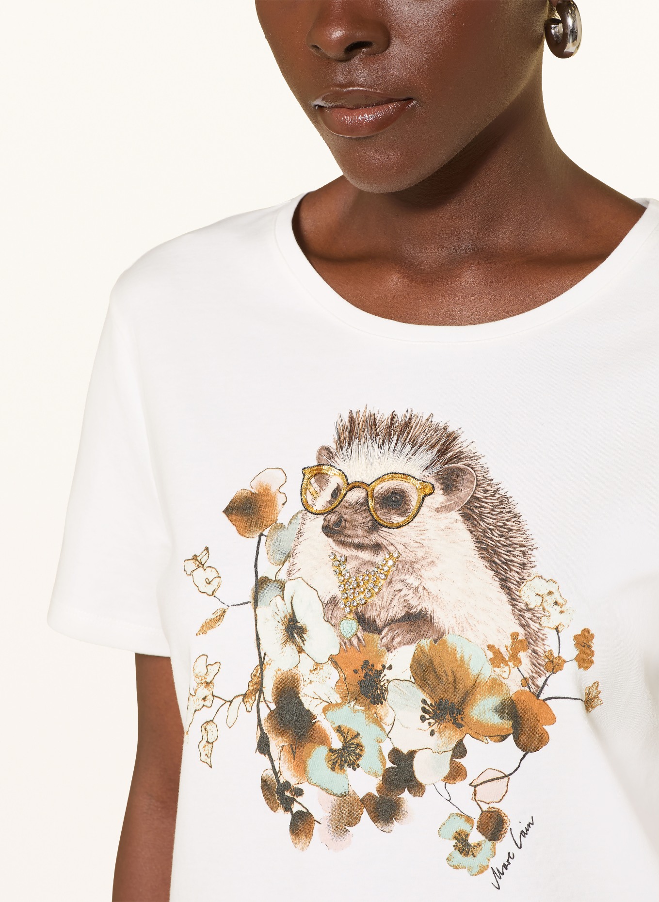 MARC CAIN T-Shirt mit Schmucksteinen und Pailletten: 110 off