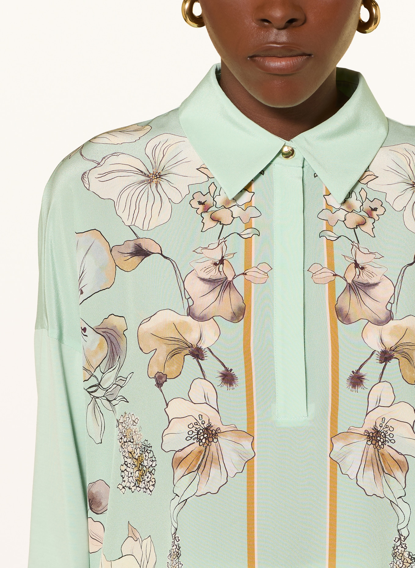 MARC CAIN Blusenshirt im Materialmix: 505 silt green