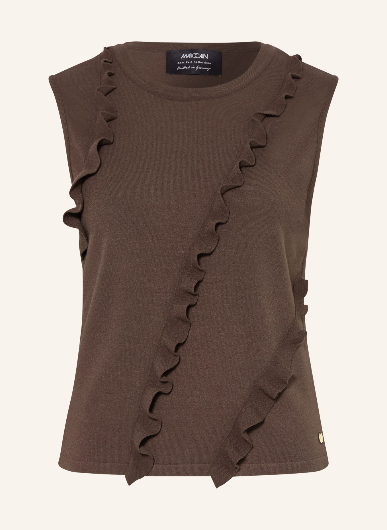 MARC CAIN Stricktop mit Volants: 697 seal brown