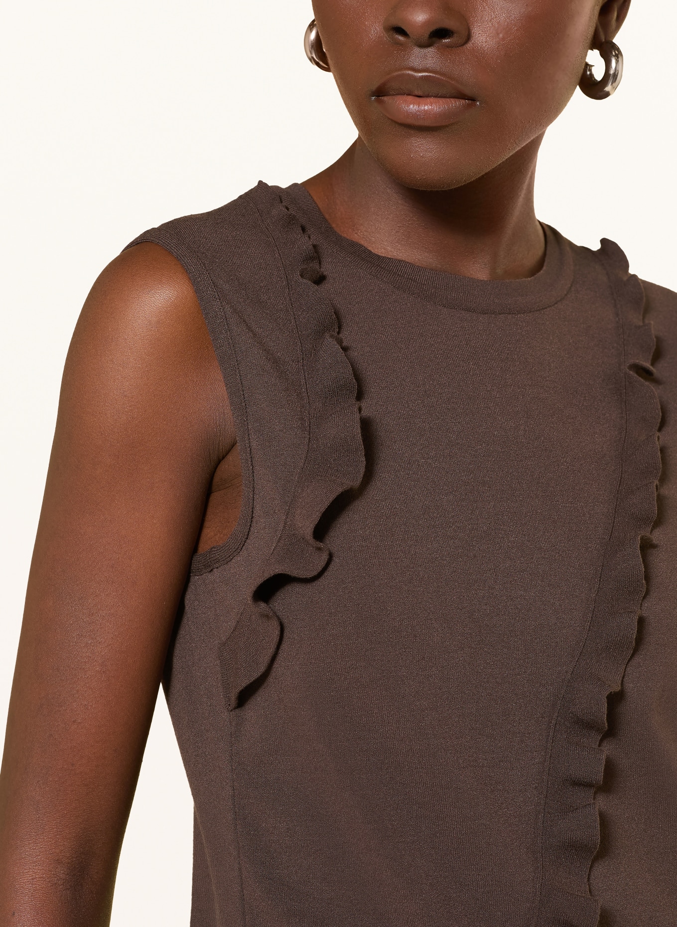 MARC CAIN Stricktop mit Volants: 697 seal brown