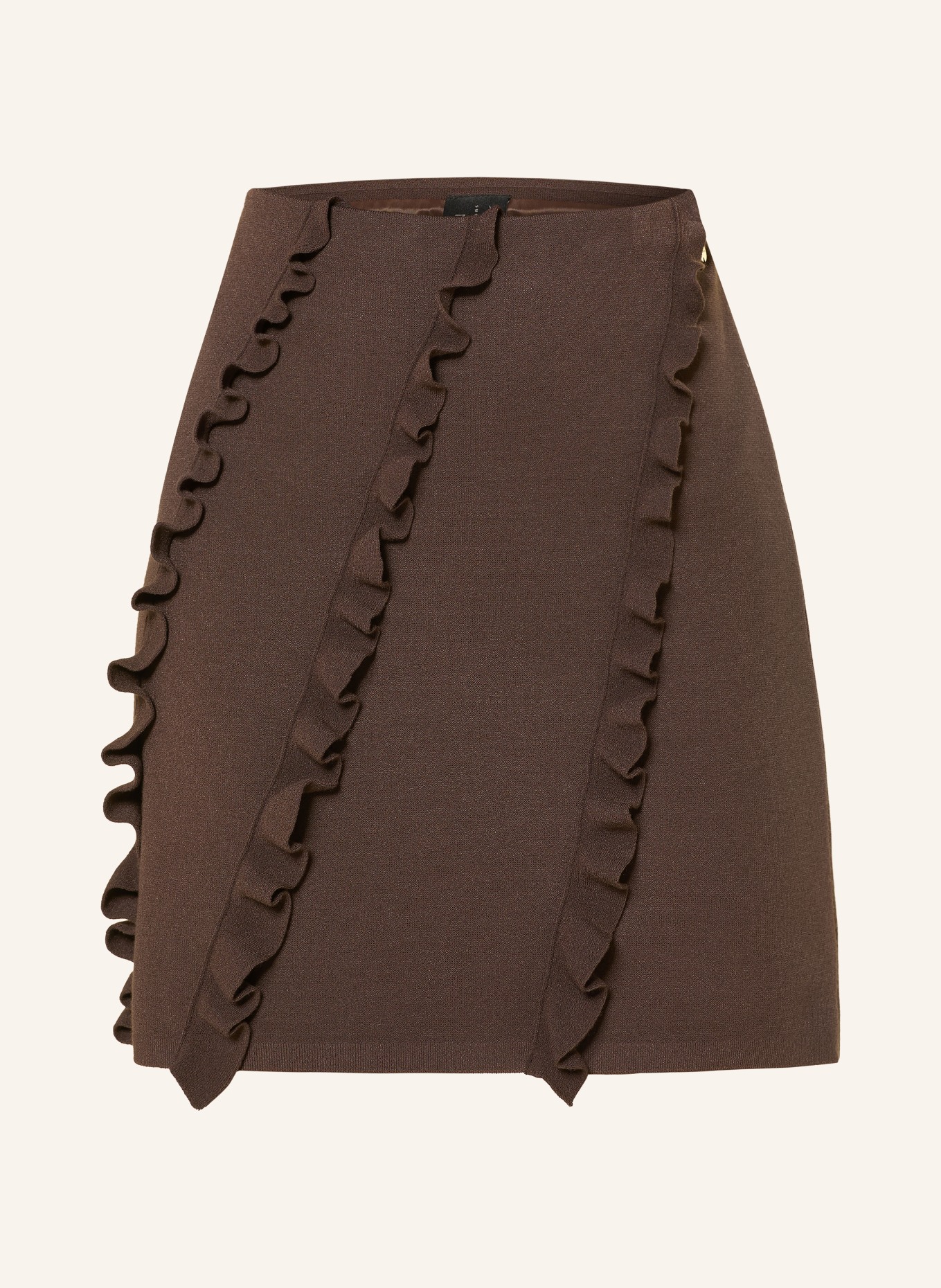 MARC CAIN Strickrock mit Volants: 697 seal brown