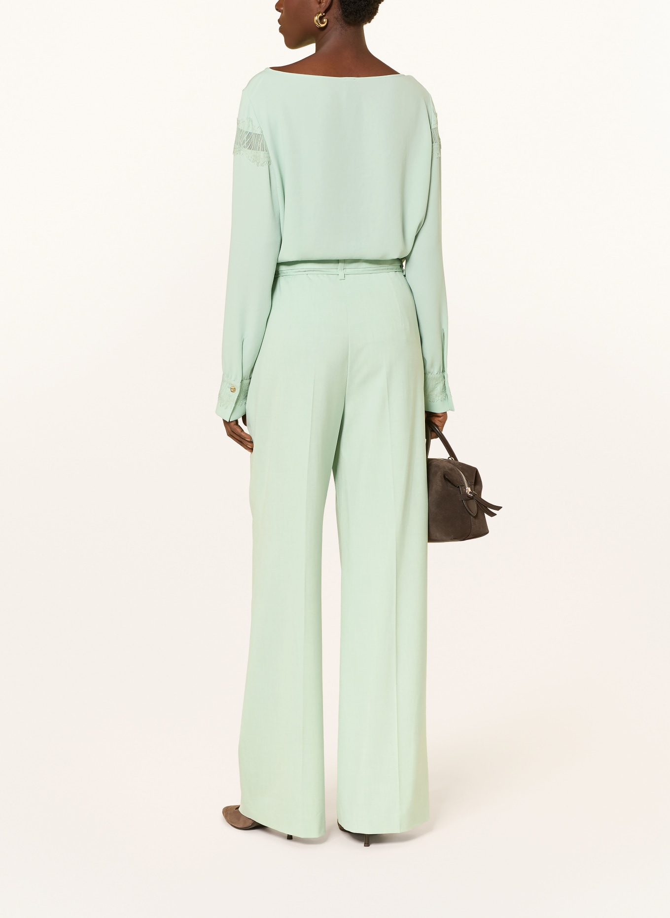 MARC CAIN Blusenshirt mit Spitze: 505 silt green