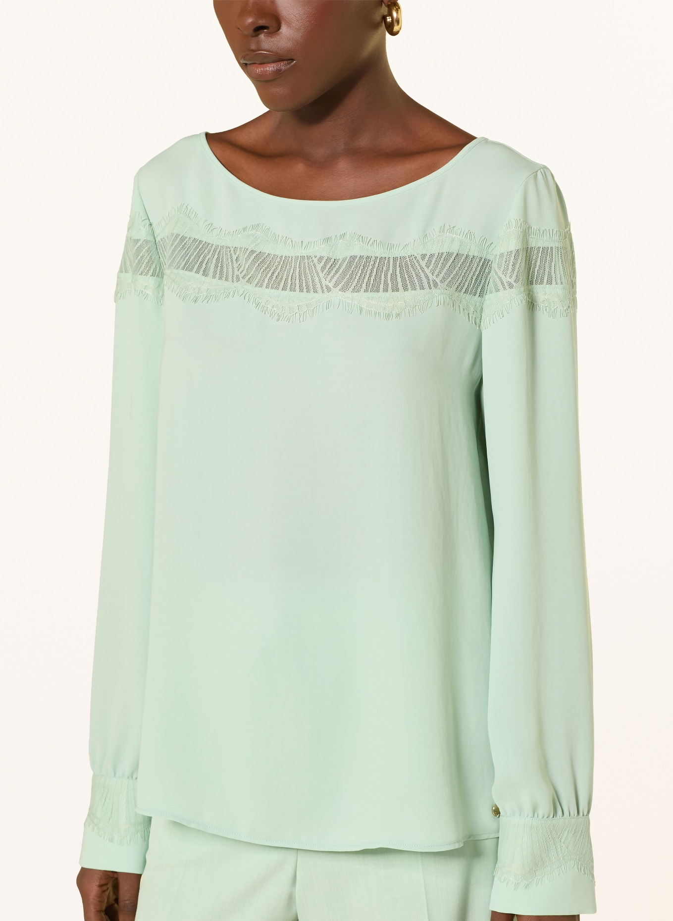 MARC CAIN Blusenshirt mit Spitze: 505 silt green