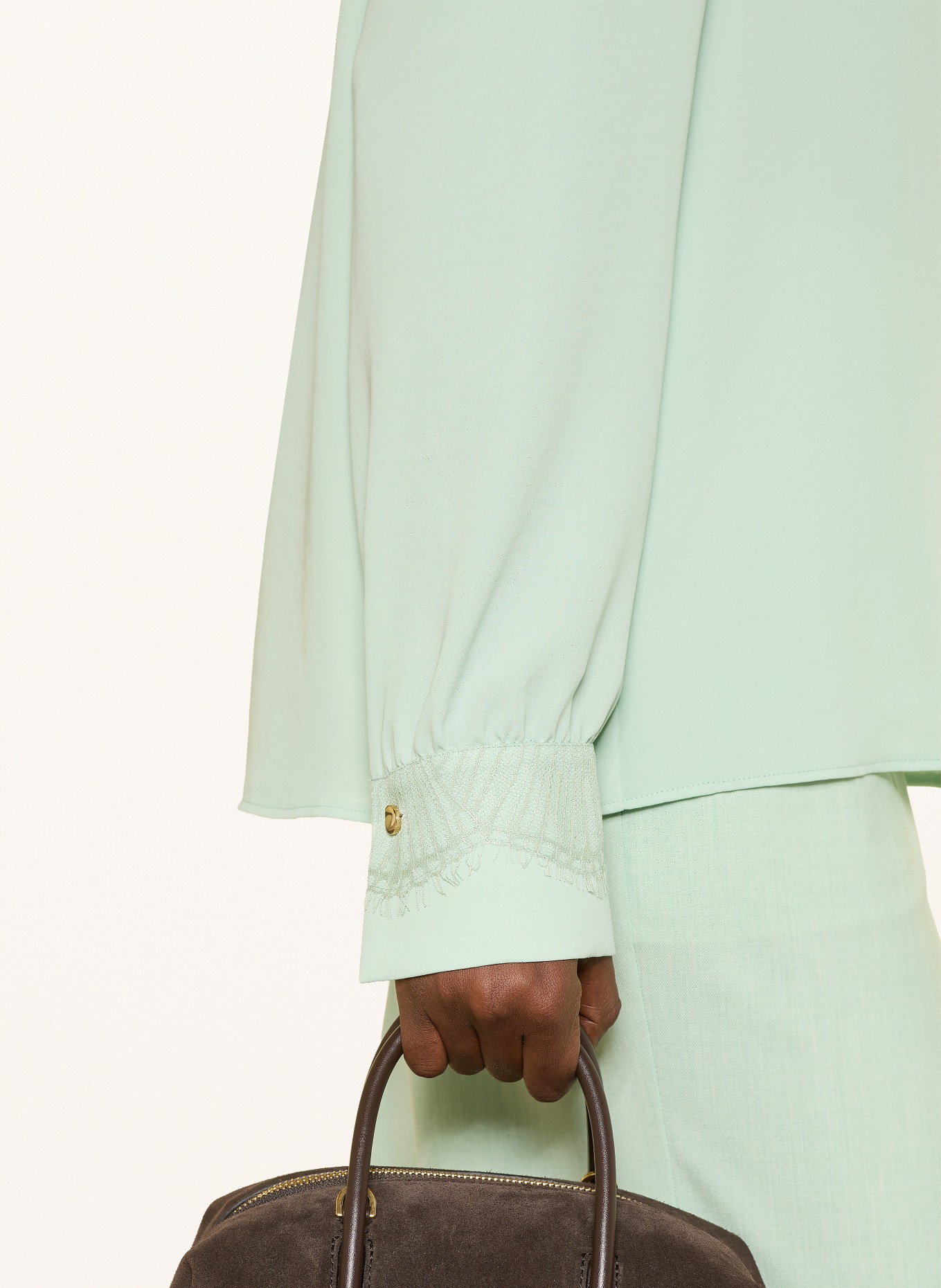 MARC CAIN Blusenshirt mit Spitze: 505 silt green