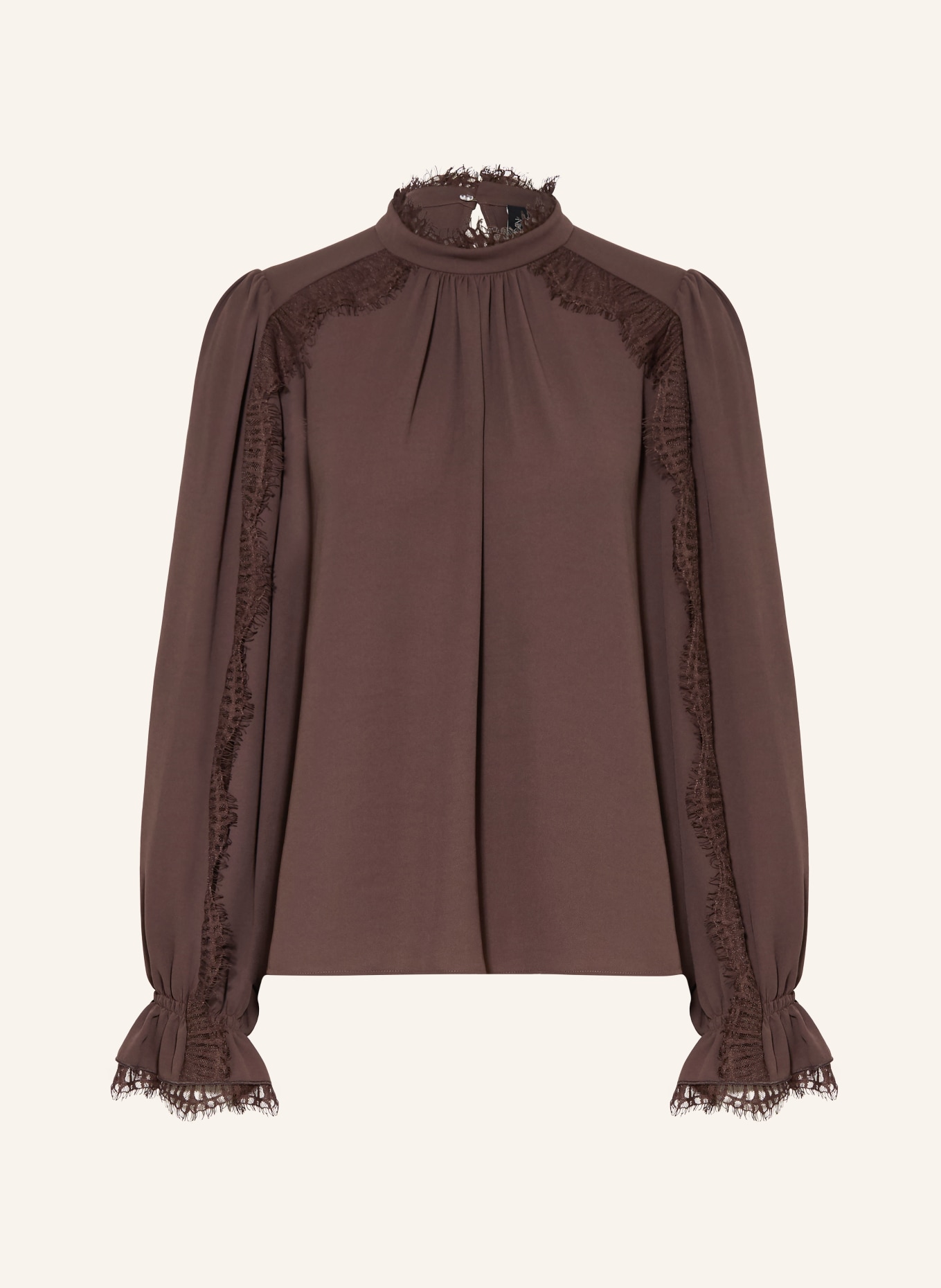 MARC CAIN Blusenshirt mit Spitze: 697 seal brown
