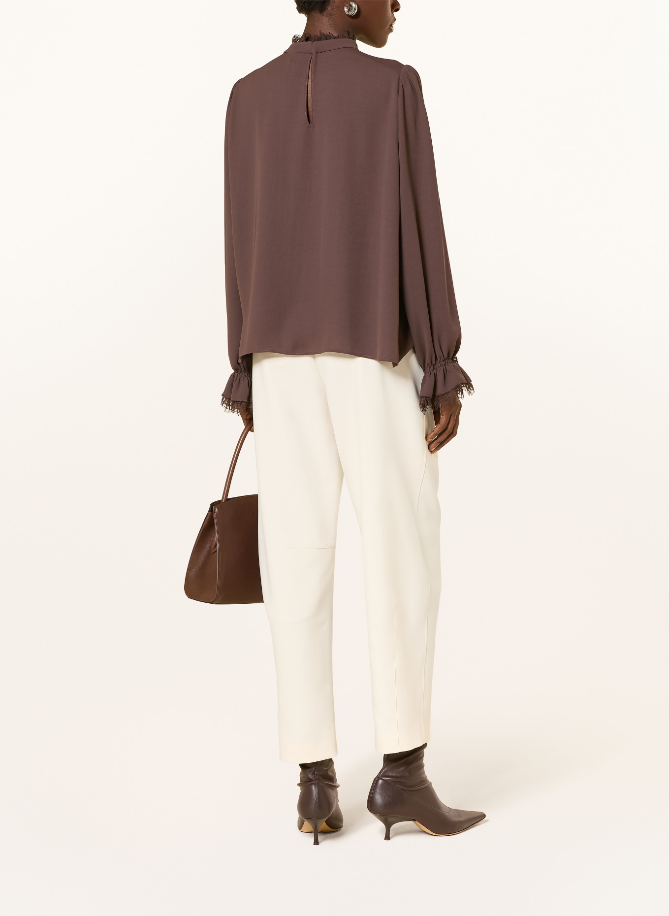 MARC CAIN Blusenshirt mit Spitze: 697 seal brown