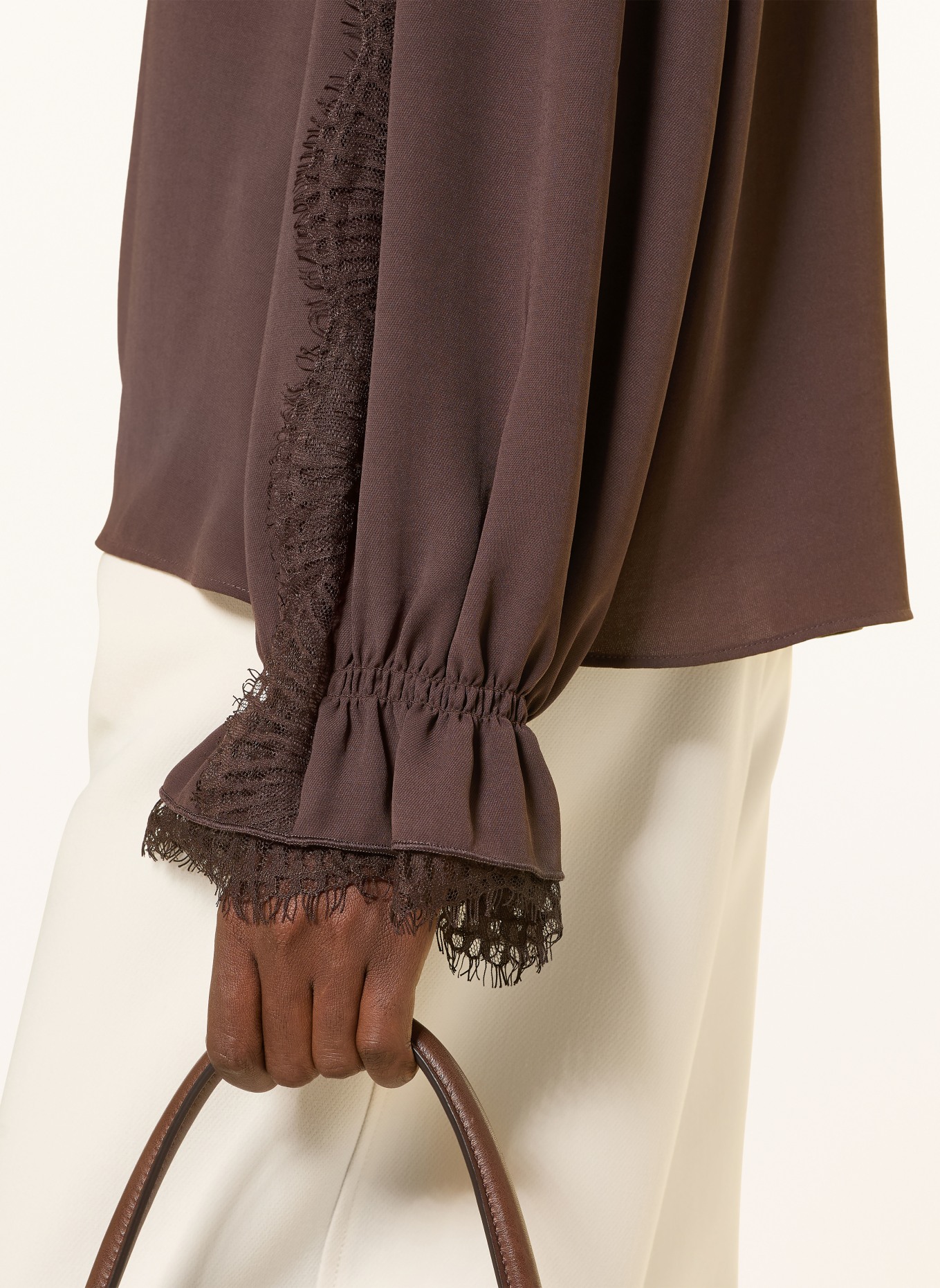 MARC CAIN Blusenshirt mit Spitze: 697 seal brown