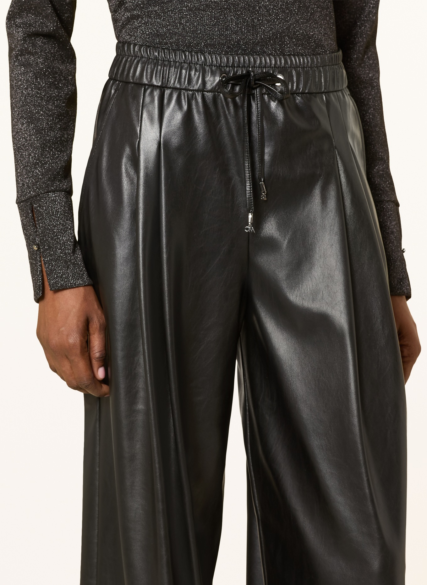 MARC CAIN WINNIPEG leather-look marlene pants: 900 black new
