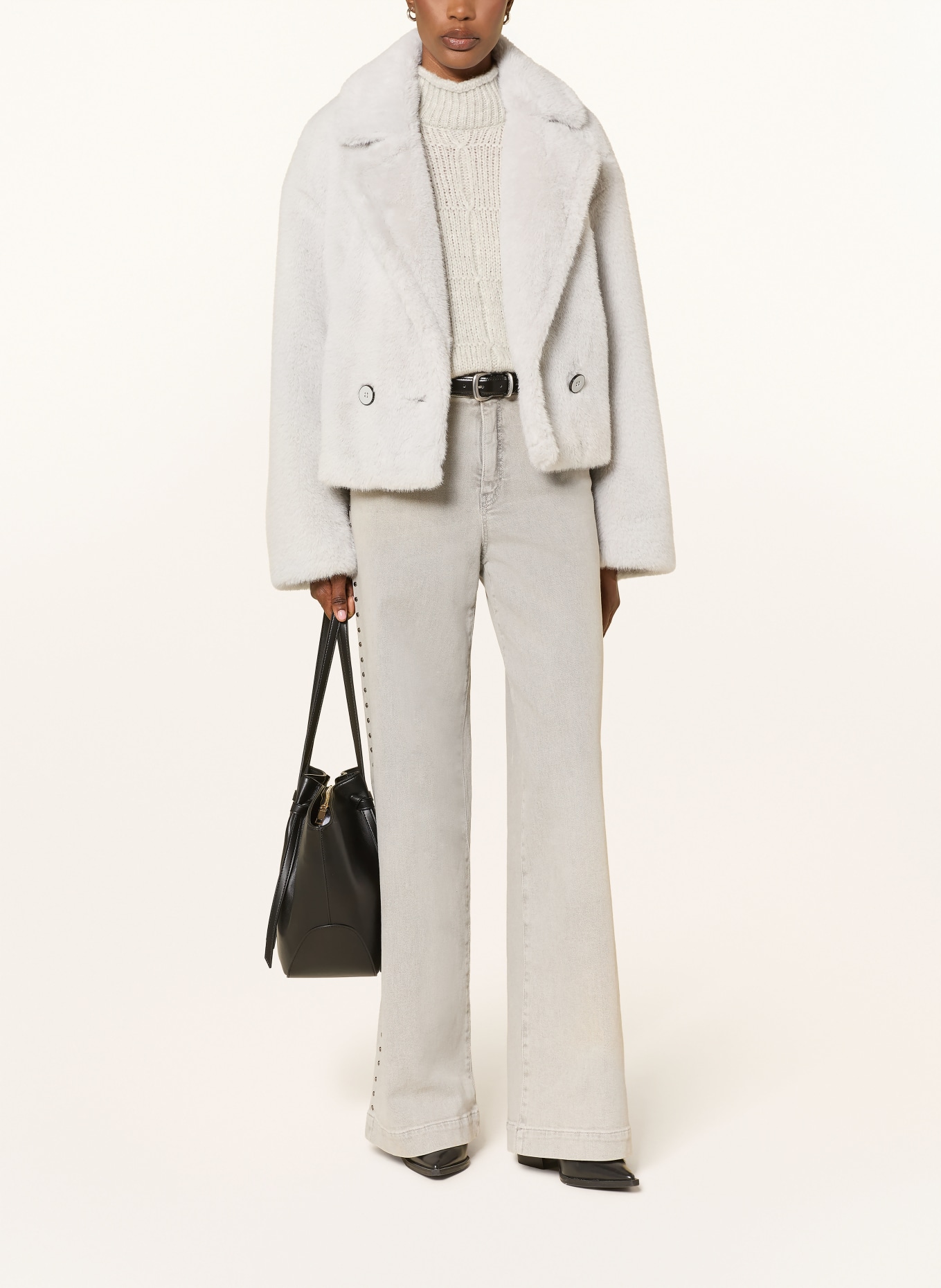 MARC CAIN Faux fur jacket: 812 vapor blue