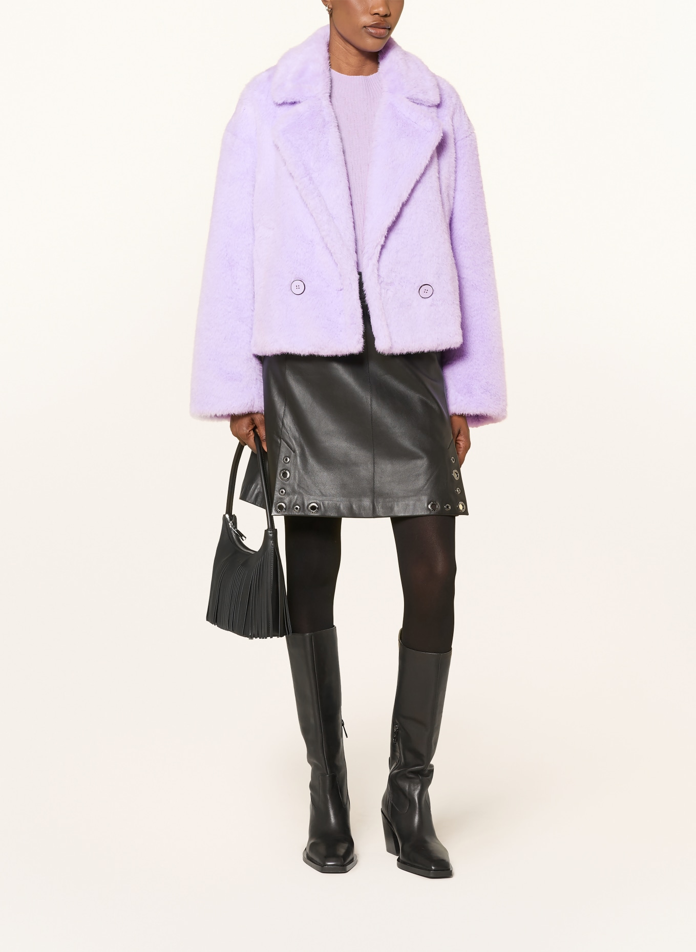 MARC CAIN Faux fur jacket: 724 purple rose