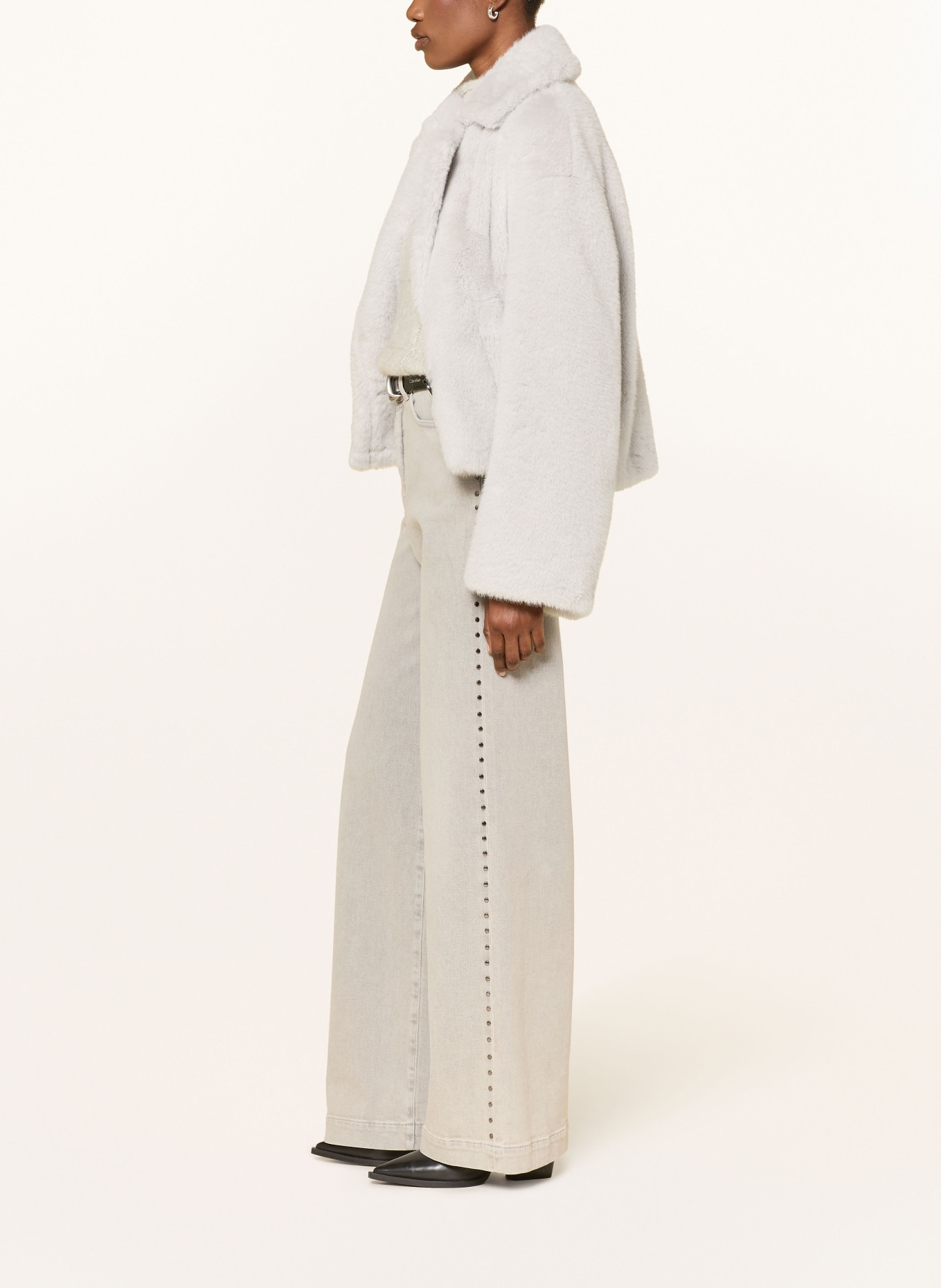 MARC CAIN Wide Leg Jeans WARRI mit Nieten: 820 GREY