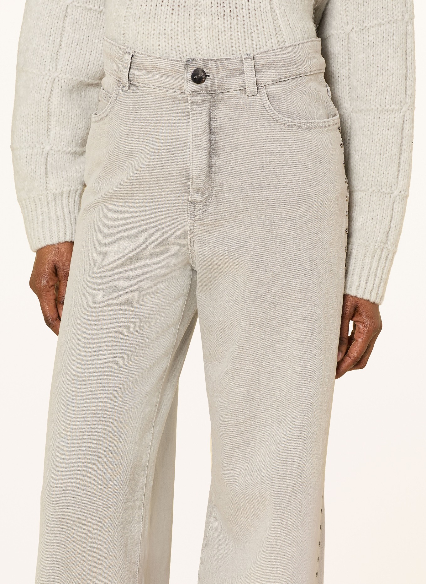 MARC CAIN Wide Leg Jeans WARRI mit Nieten: 820 GREY