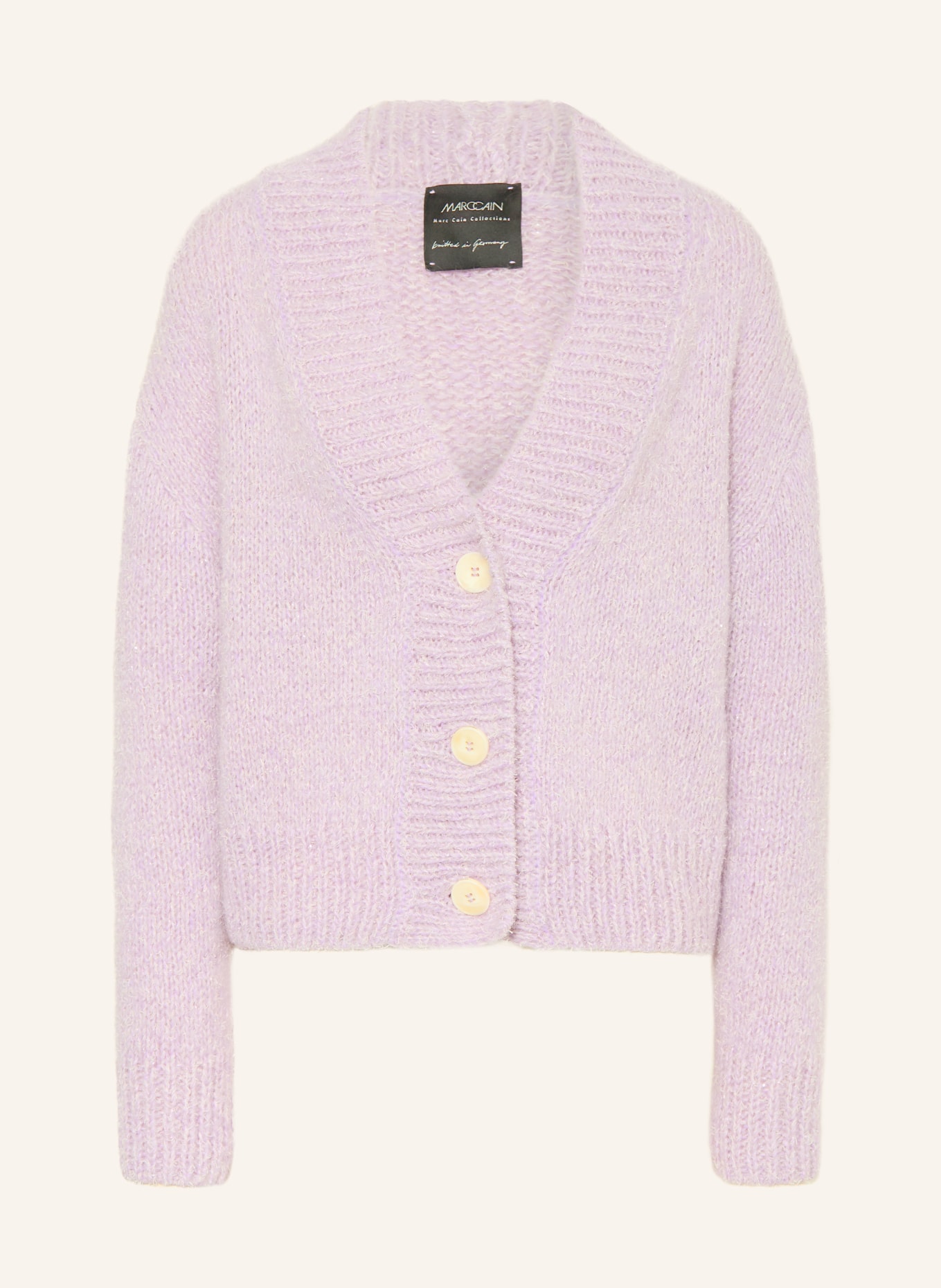 MARC CAIN Kardigan z brokatową przędzą: 724 purple rose