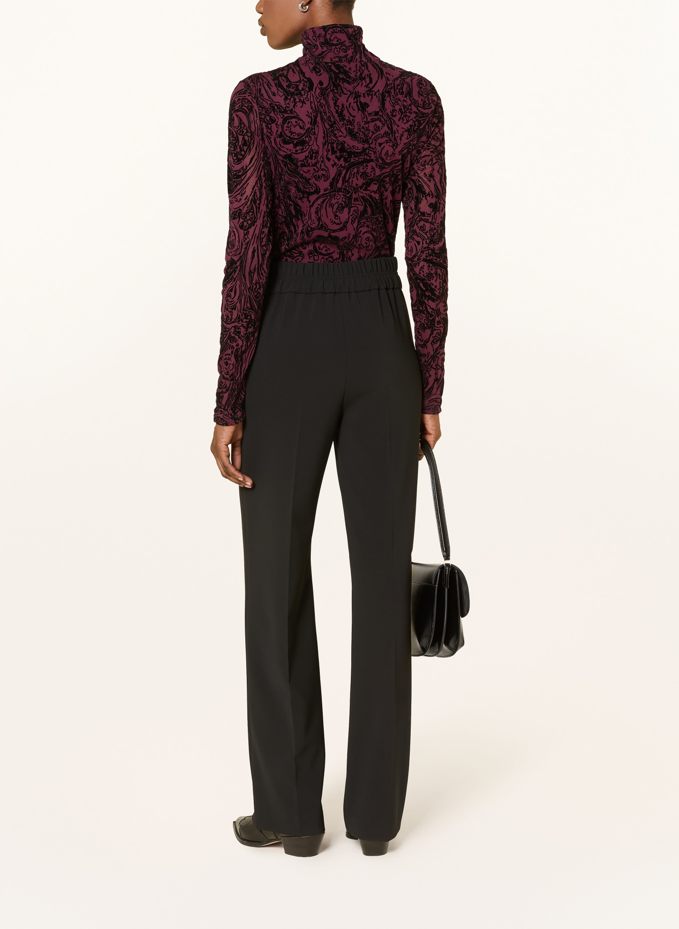 MARC CAIN Mesh long-sleeve shirt: 296 winetasting