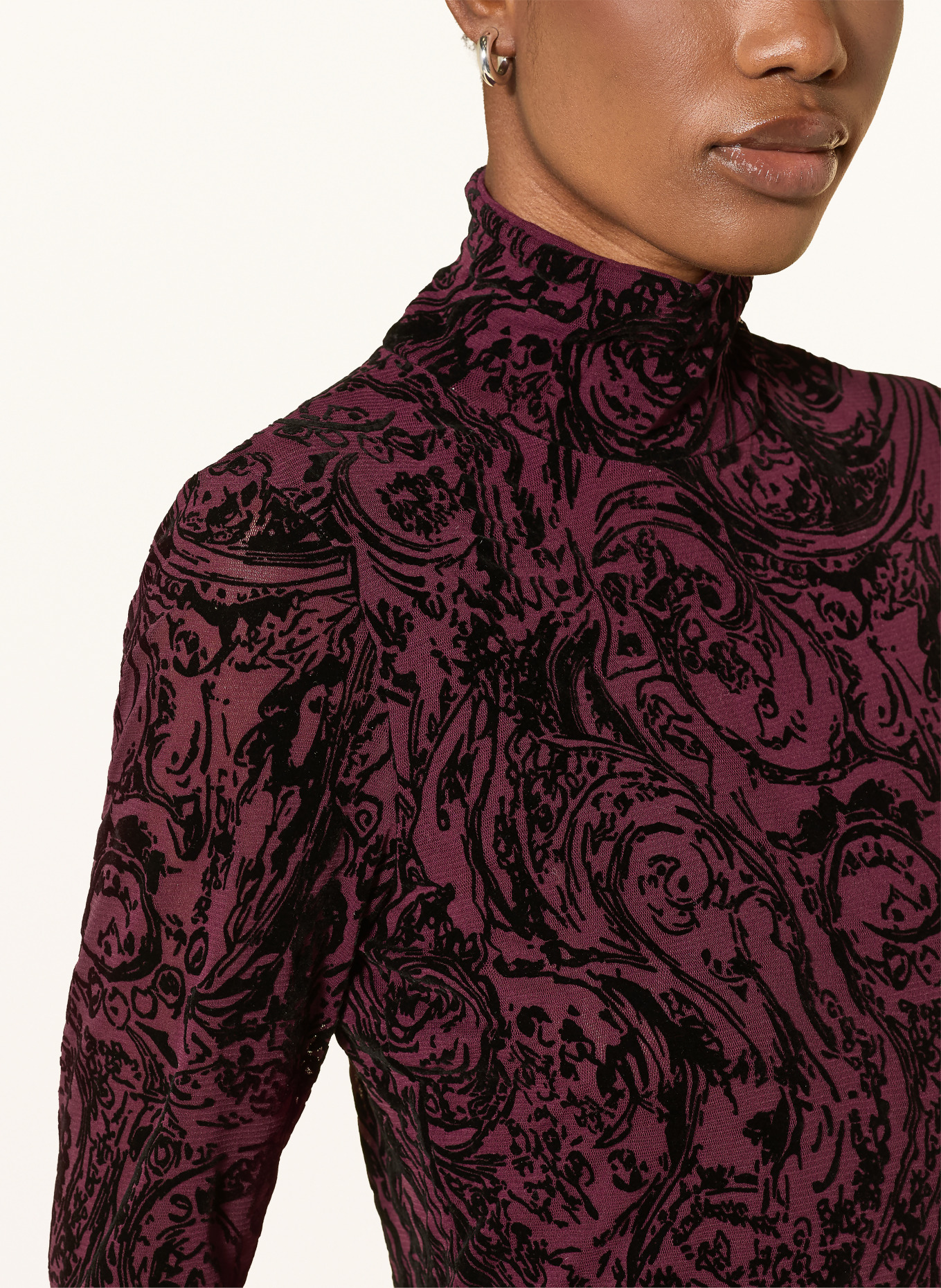 MARC CAIN Mesh long-sleeve shirt: 296 winetasting