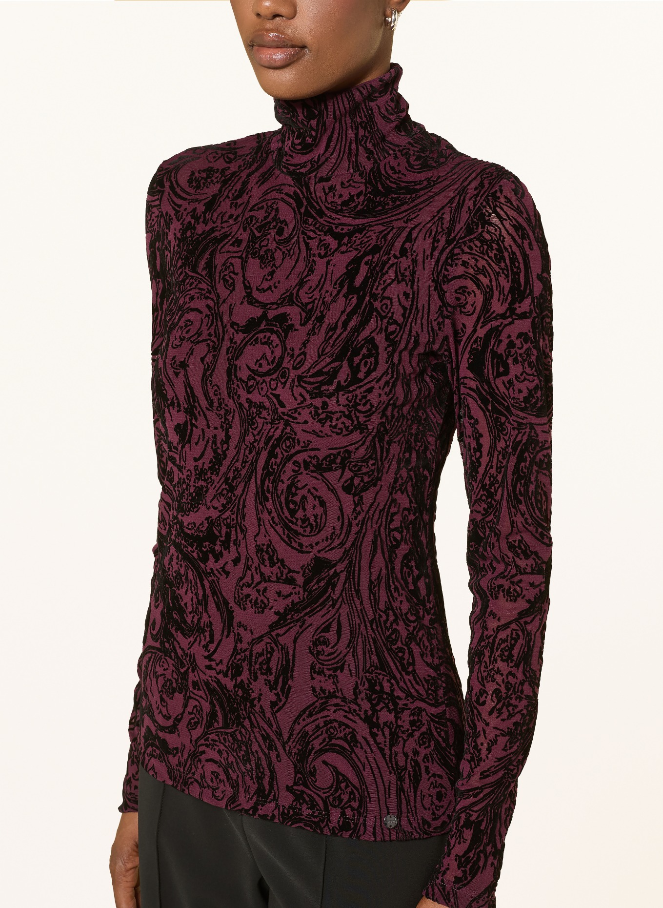 MARC CAIN Mesh long-sleeve shirt: 296 winetasting