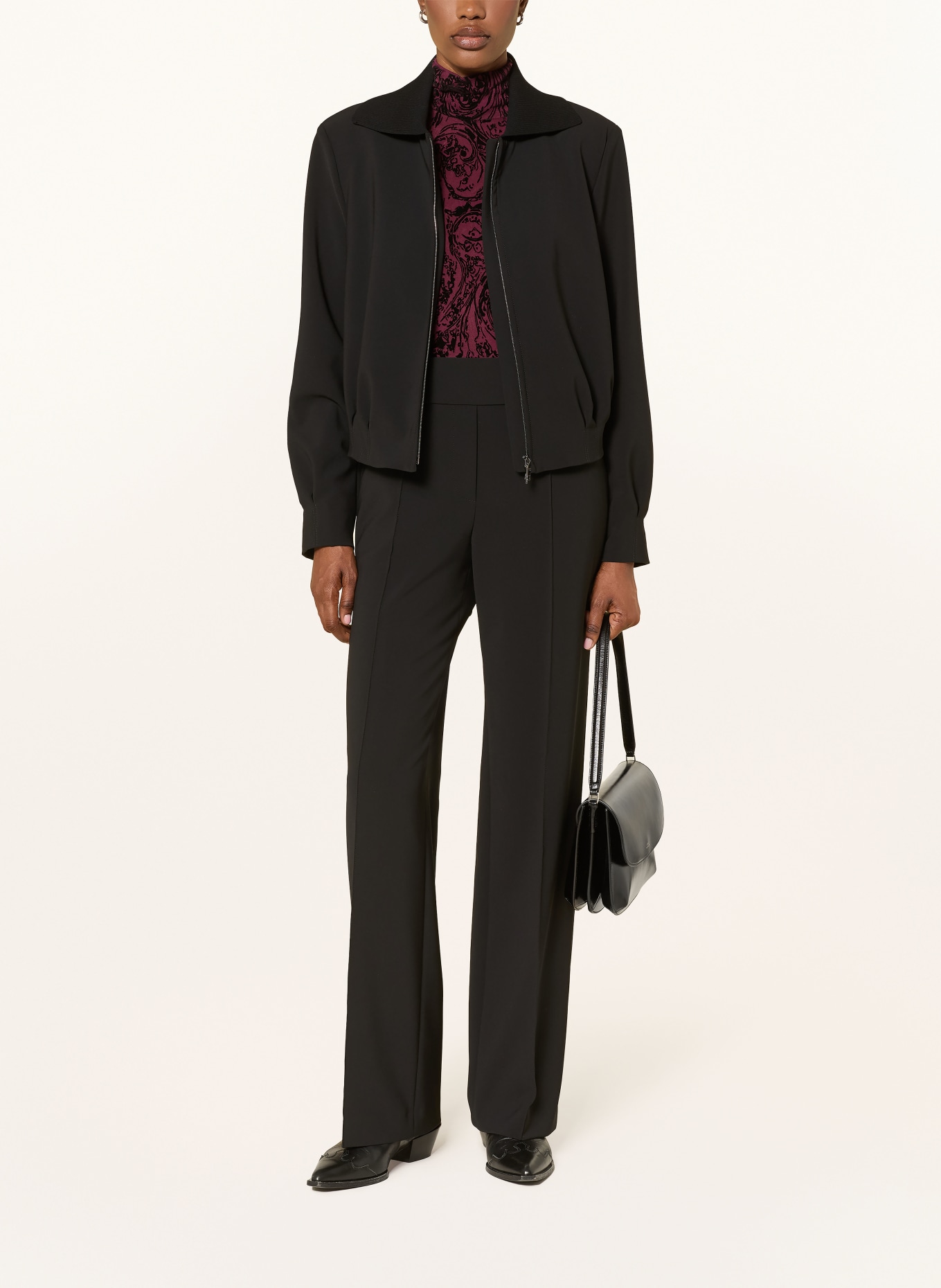MARC CAIN Mesh long-sleeve shirt: 296 winetasting