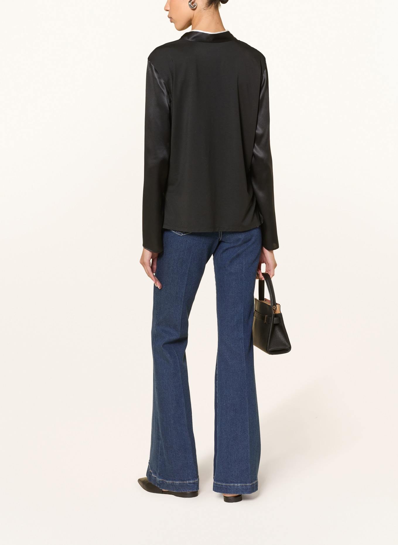 MARC CAIN Silk bow-tie blouse: 900 black new