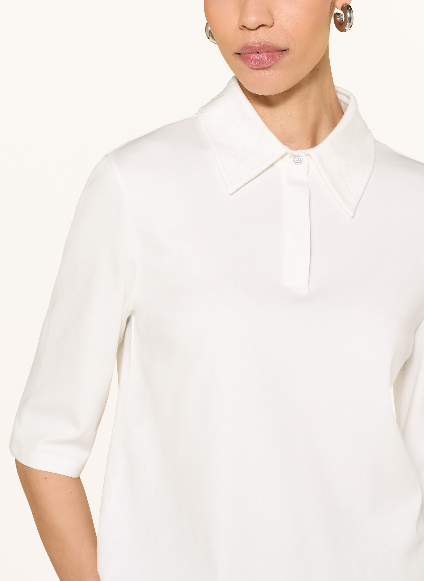 MARC CAIN Polo en jersey à manches 3/4 et strass: 110 off