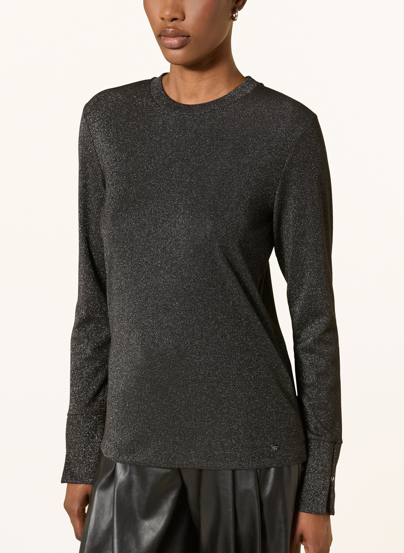 MARC CAIN Longsleeve mit Glitzergarn: 900 black new
